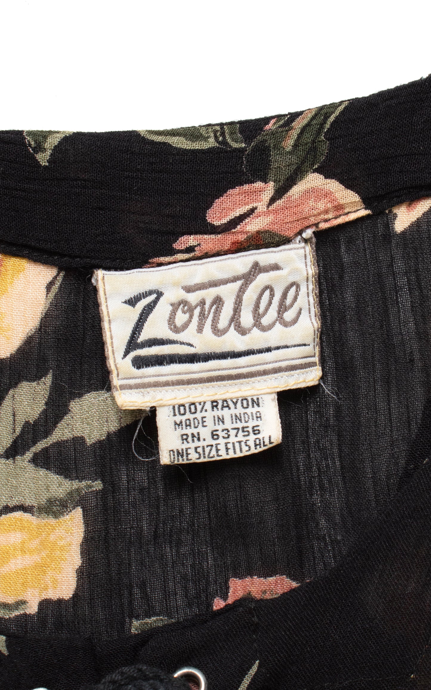 1990s Lace-Up Rose Print Cotton Gauze Dress | medium/large/x-large