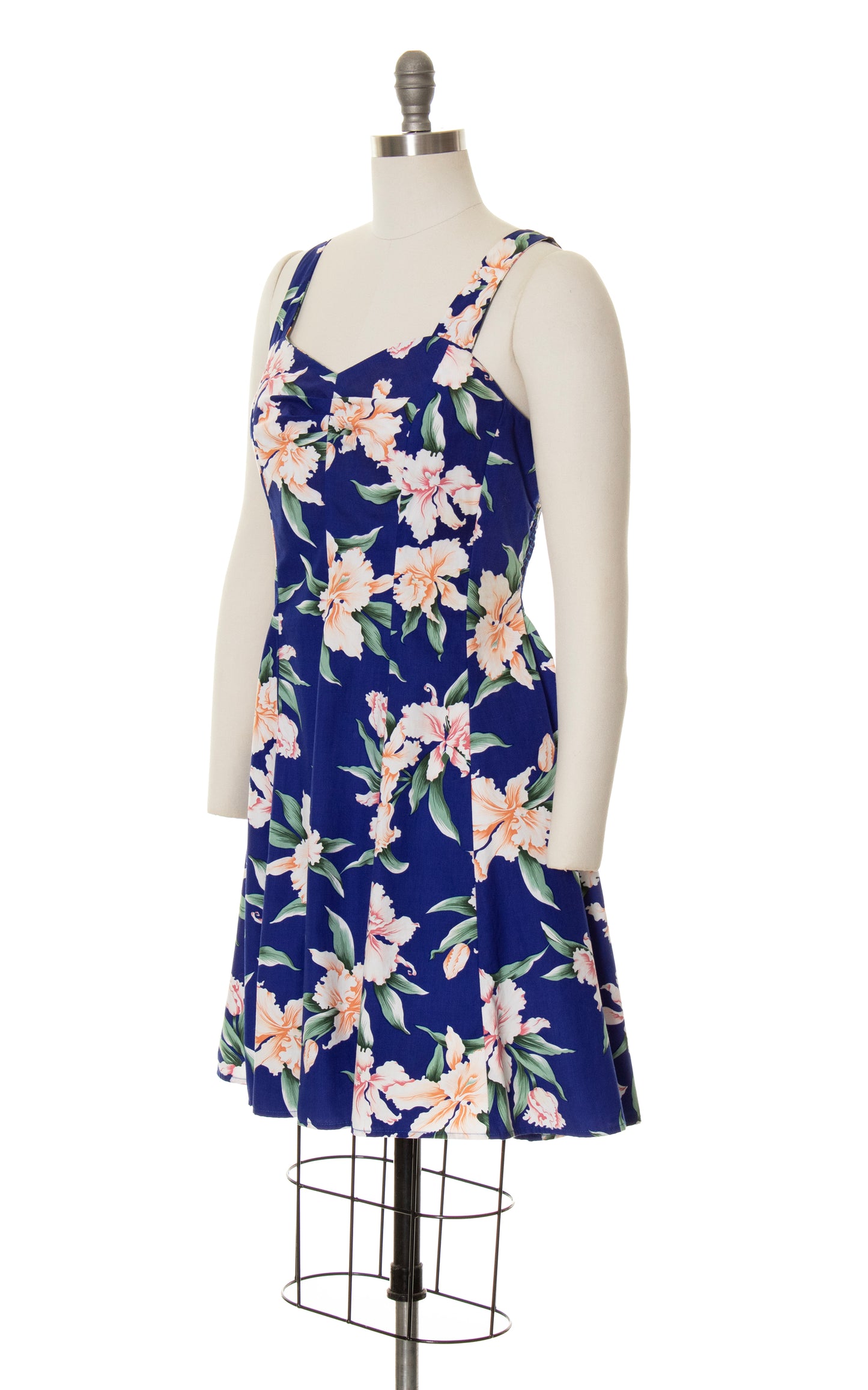 1980s Hawaiian Shirred Skater Dress | small/medium