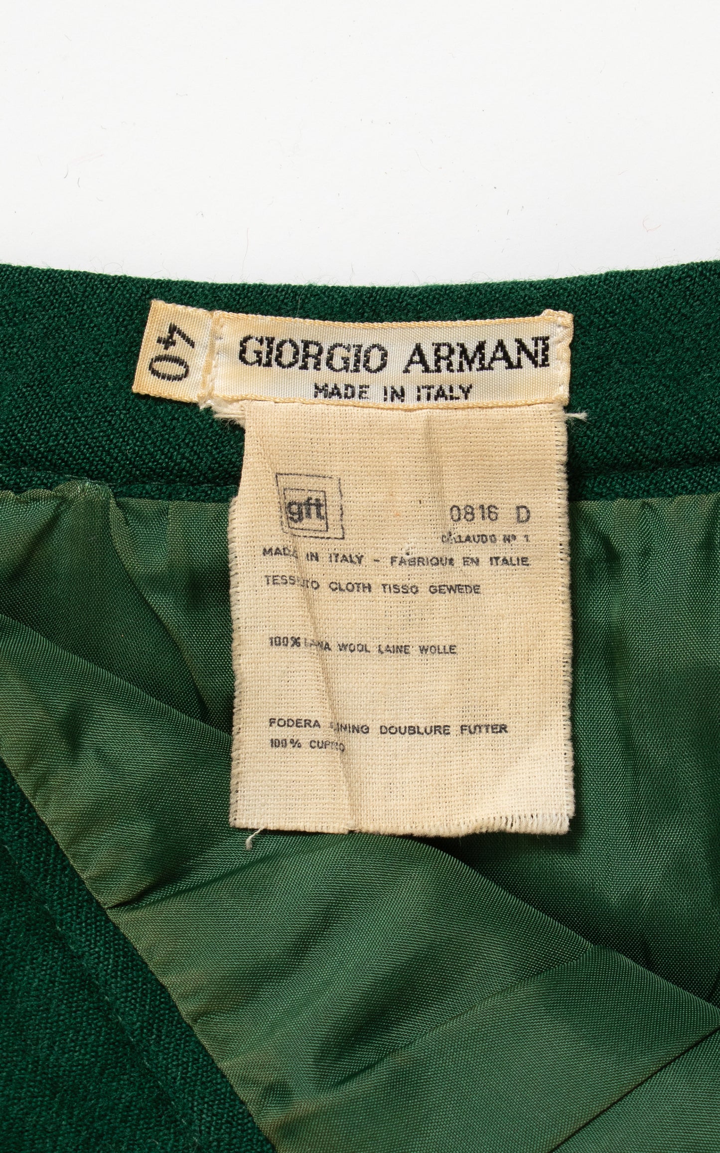 1980s GIORGIO ARMANI Forest Green Wool Pencil Skirt | small