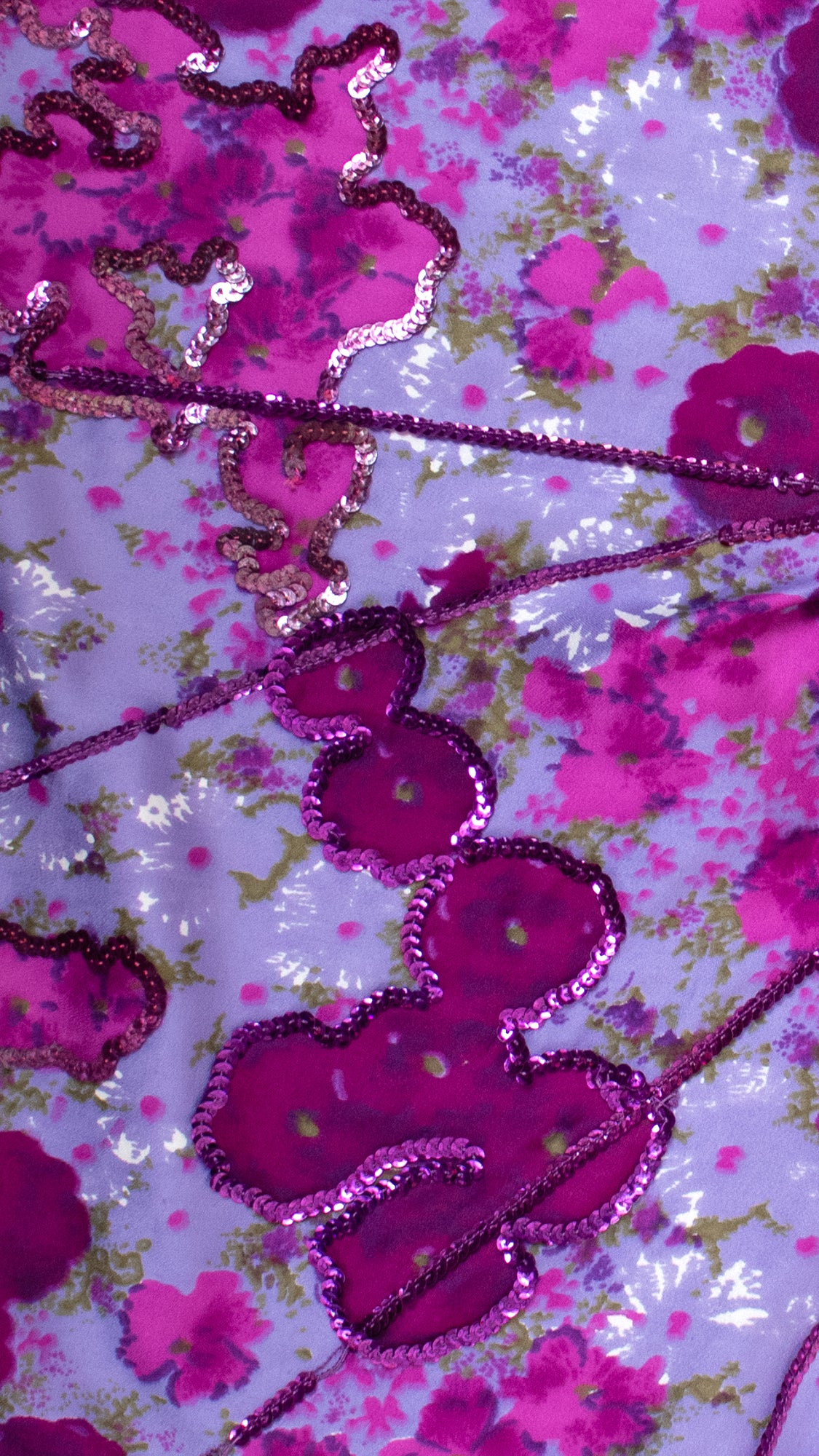 1950s Sequin Floral Cotton Circle Skirt | small