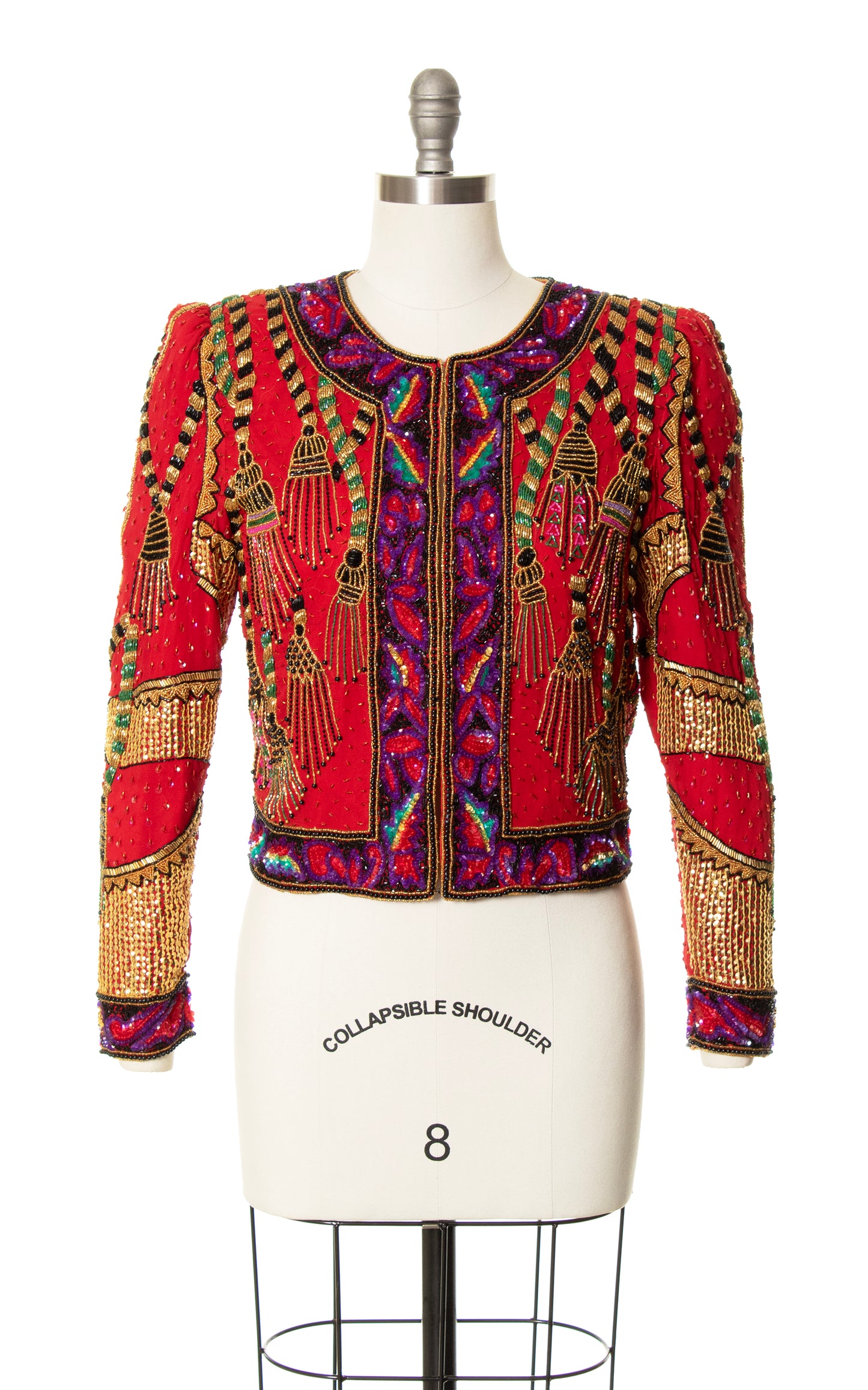 1980s Tassel Beaded Silk Jacket | small