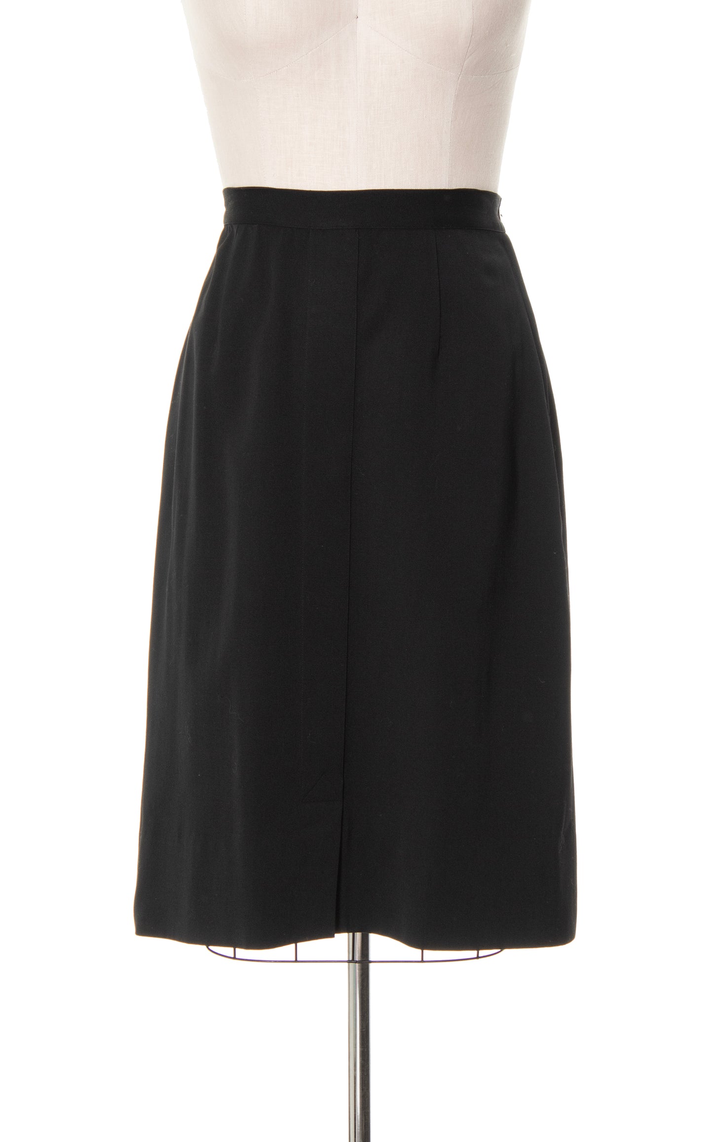 1940s 1950s Black Wool Gabardine Skirt | large