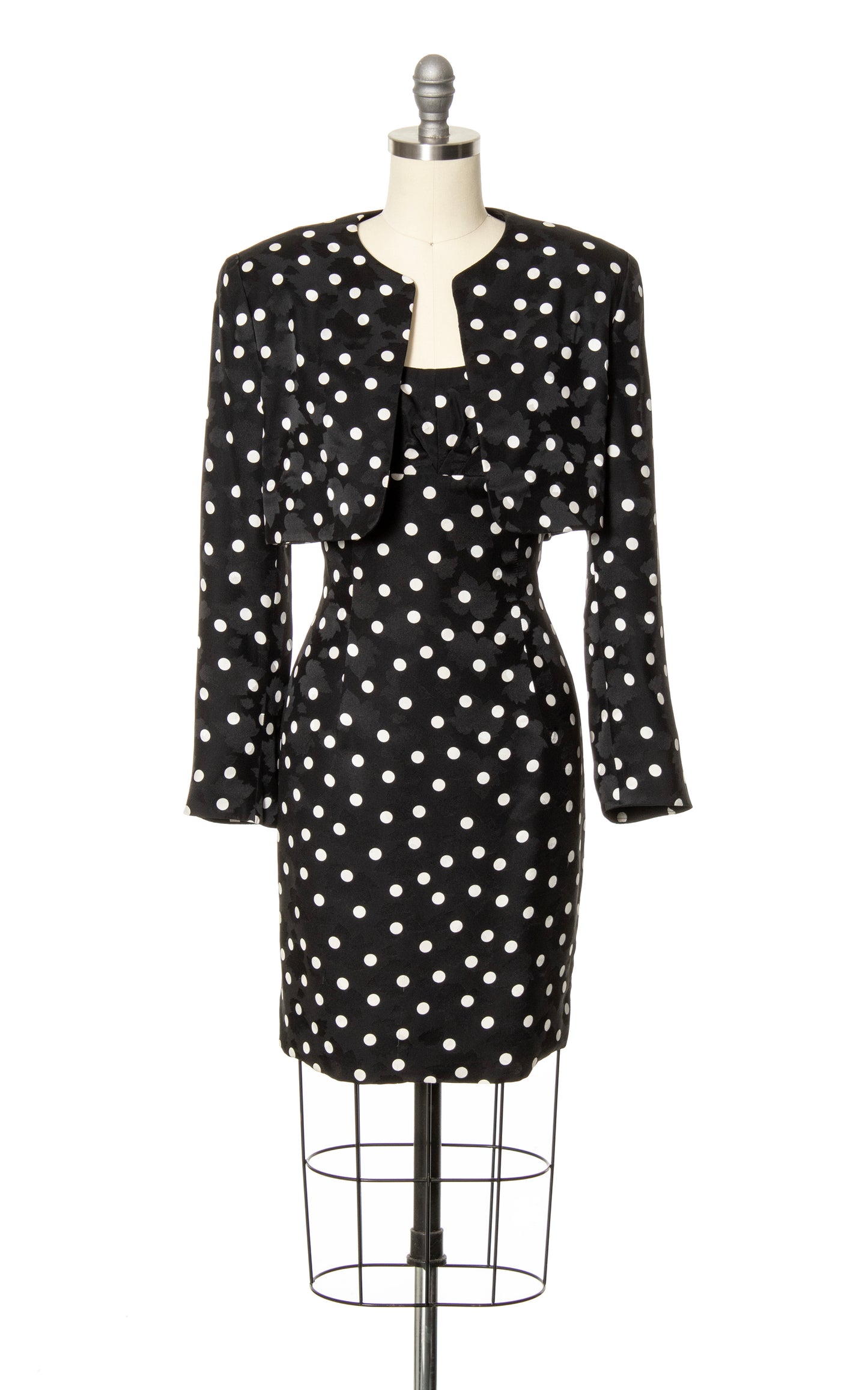 1980s Silk Polka Dot Dress & Bolero Set | x-small/small