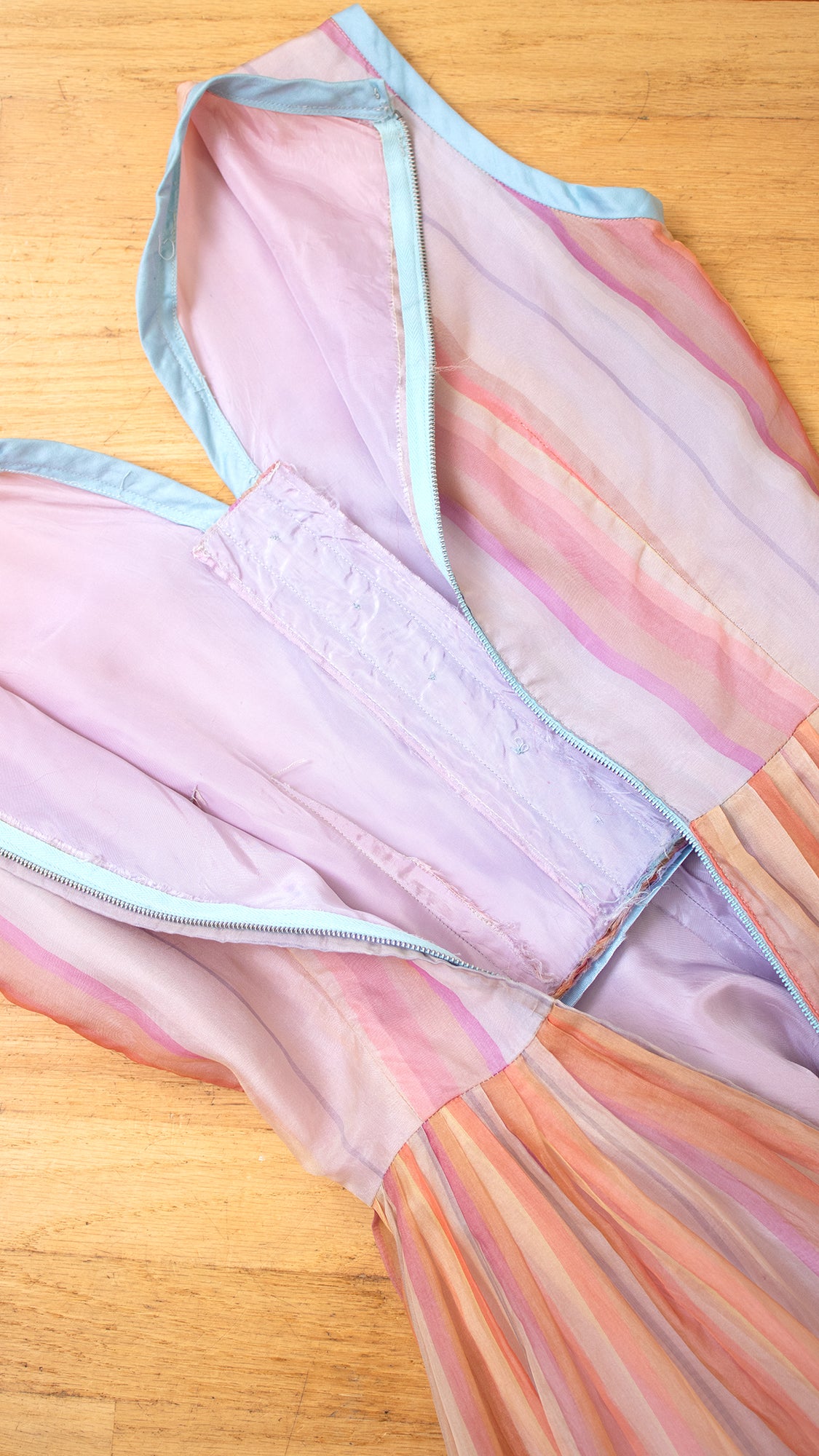 1950s Pastel Striped Organdy Dress | x-small