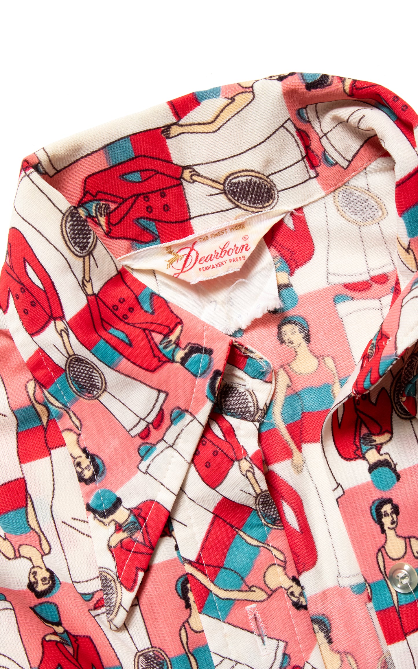 1970s Art Deco Badminton Ladies Novelty Print Blouse | x-small/small