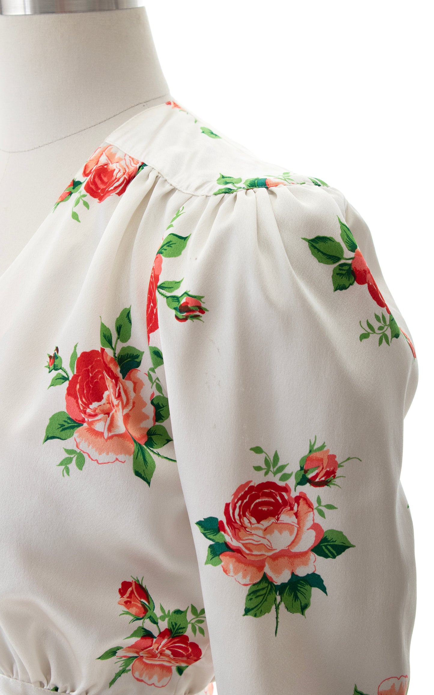 1970s does 1940s Rose Satin Cropped Wrap Top | x-small/small