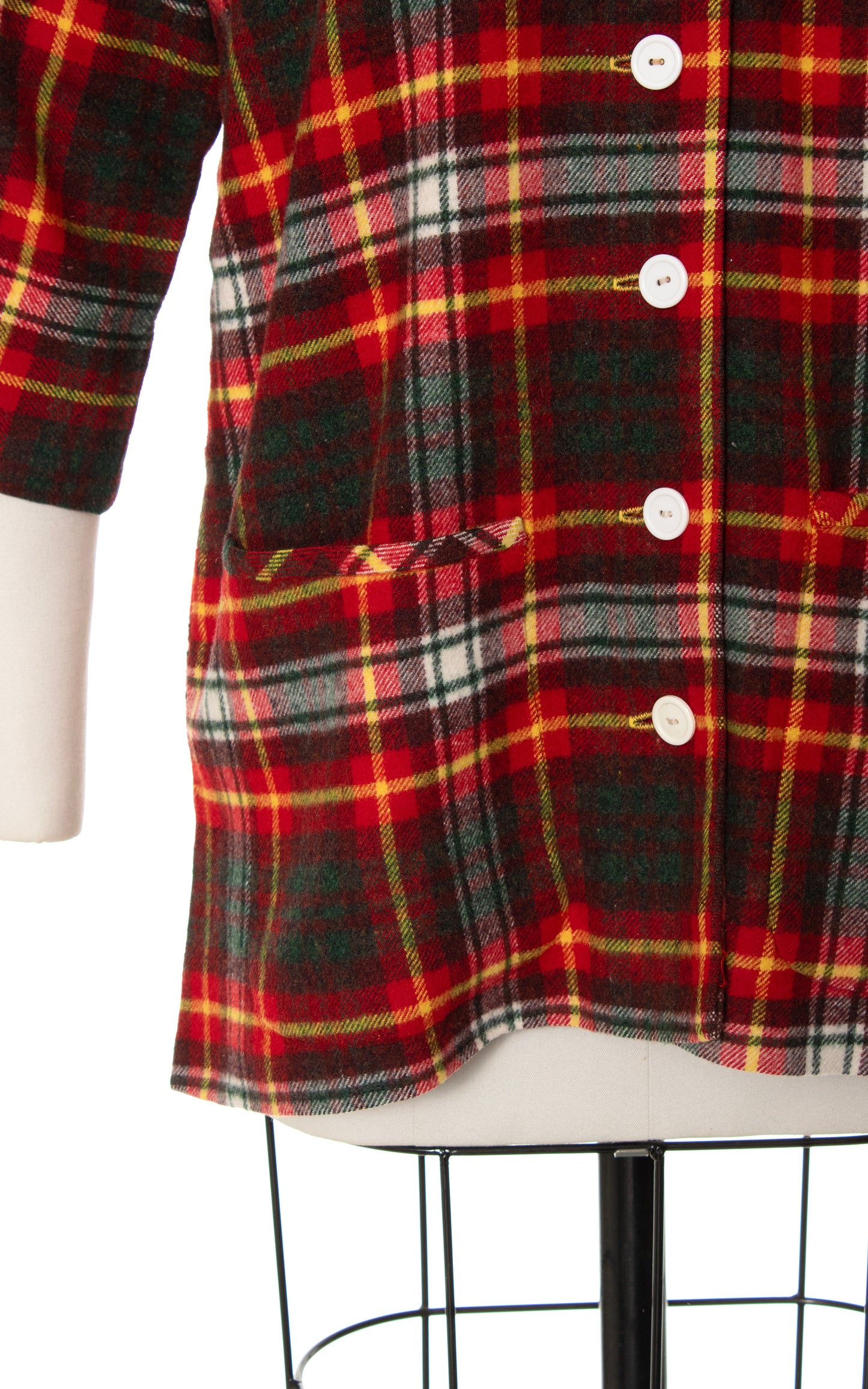 1960s 1970s Plaid Wool Coat | large