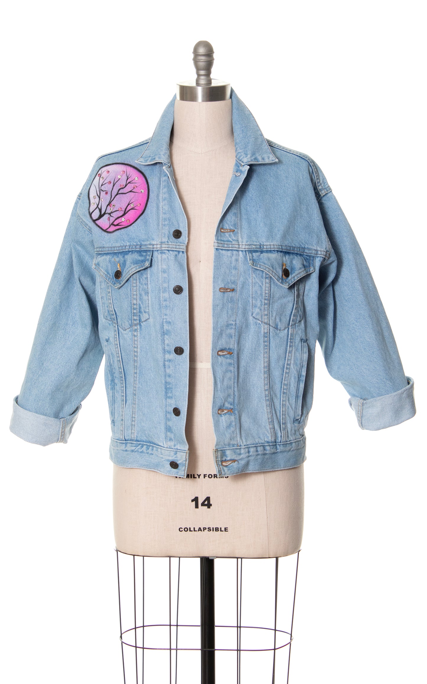 1990s Cat Novelty Print Hand-Painted Jean Jacket | large/x-large