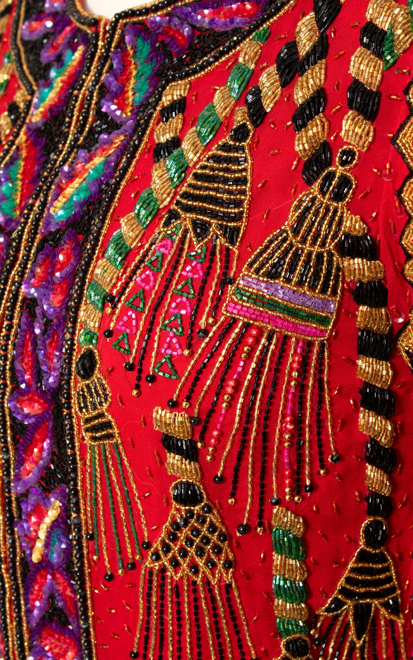 1980s Tassel Beaded Silk Jacket | small