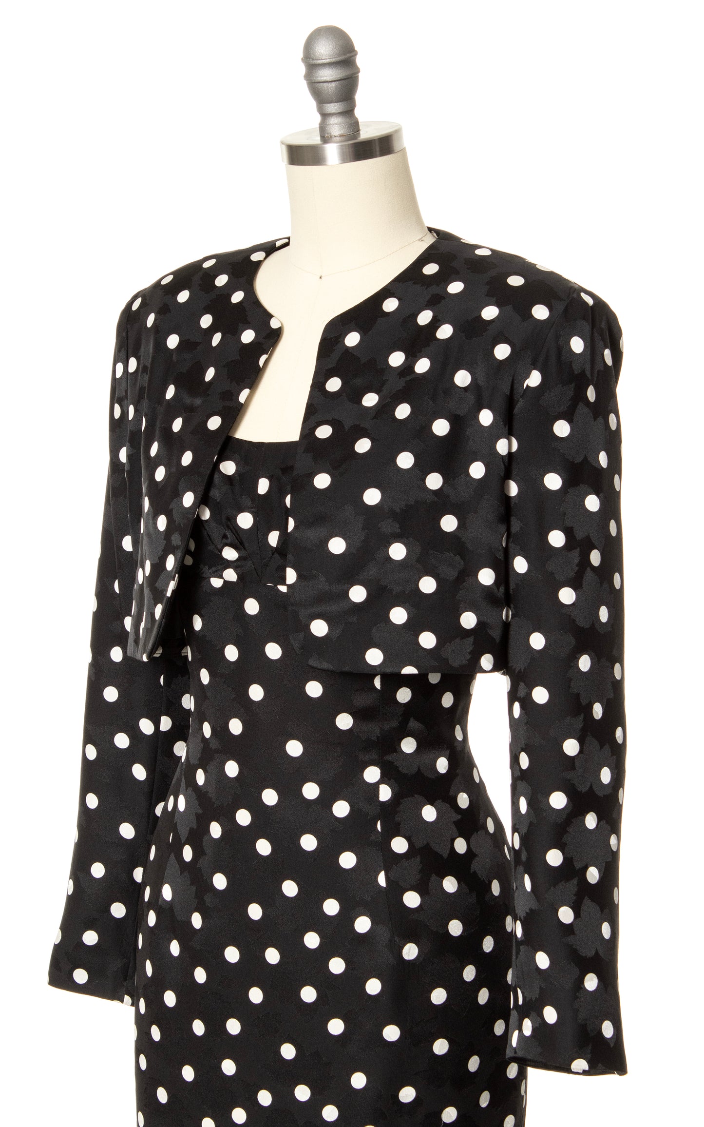 1980s Silk Polka Dot Dress & Bolero Set | x-small/small