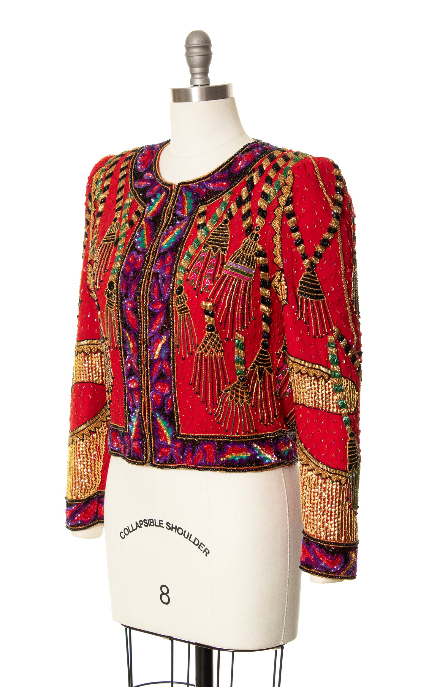 1980s Tassel Beaded Silk Jacket | small