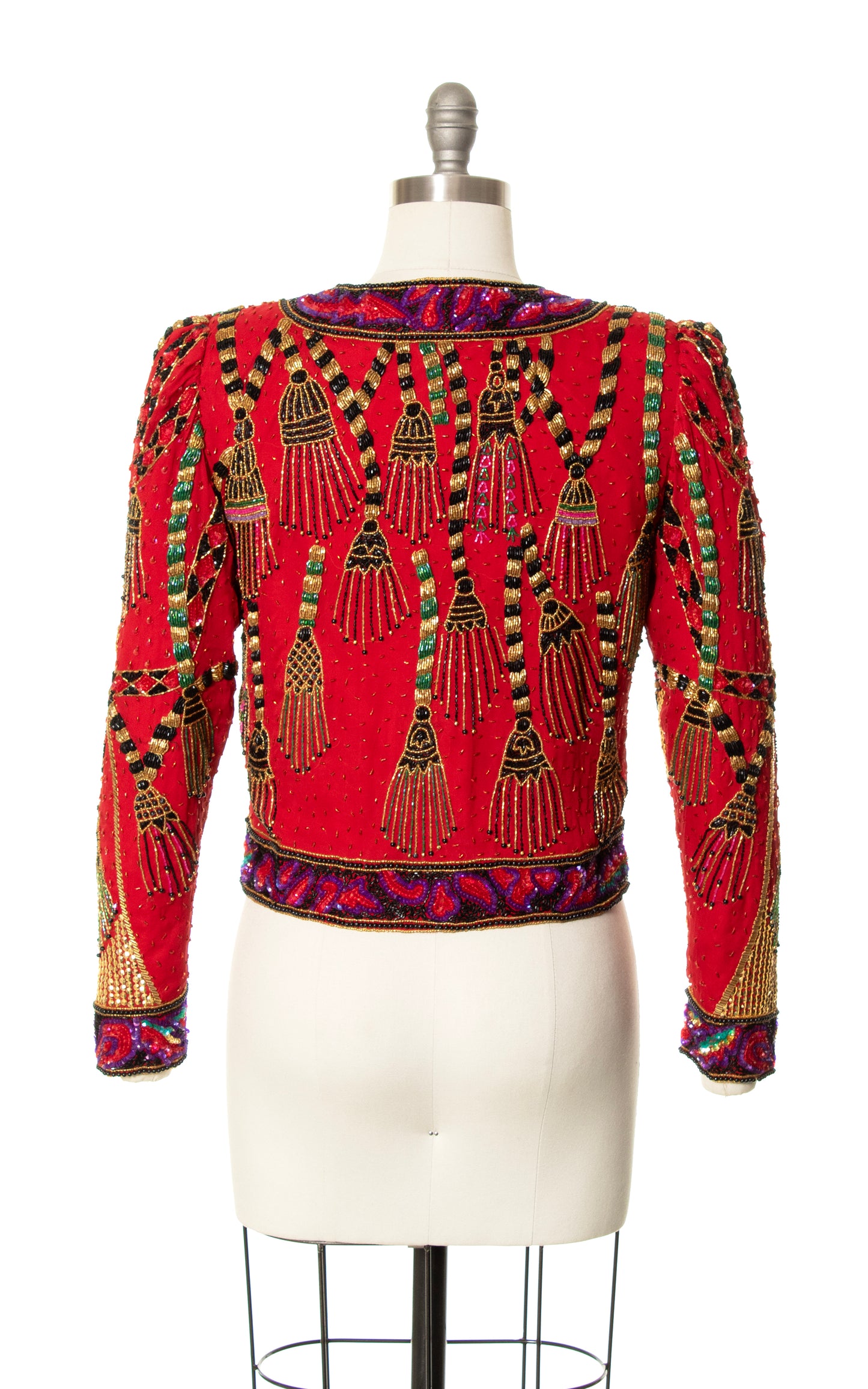 1980s Tassel Beaded Silk Jacket | small
