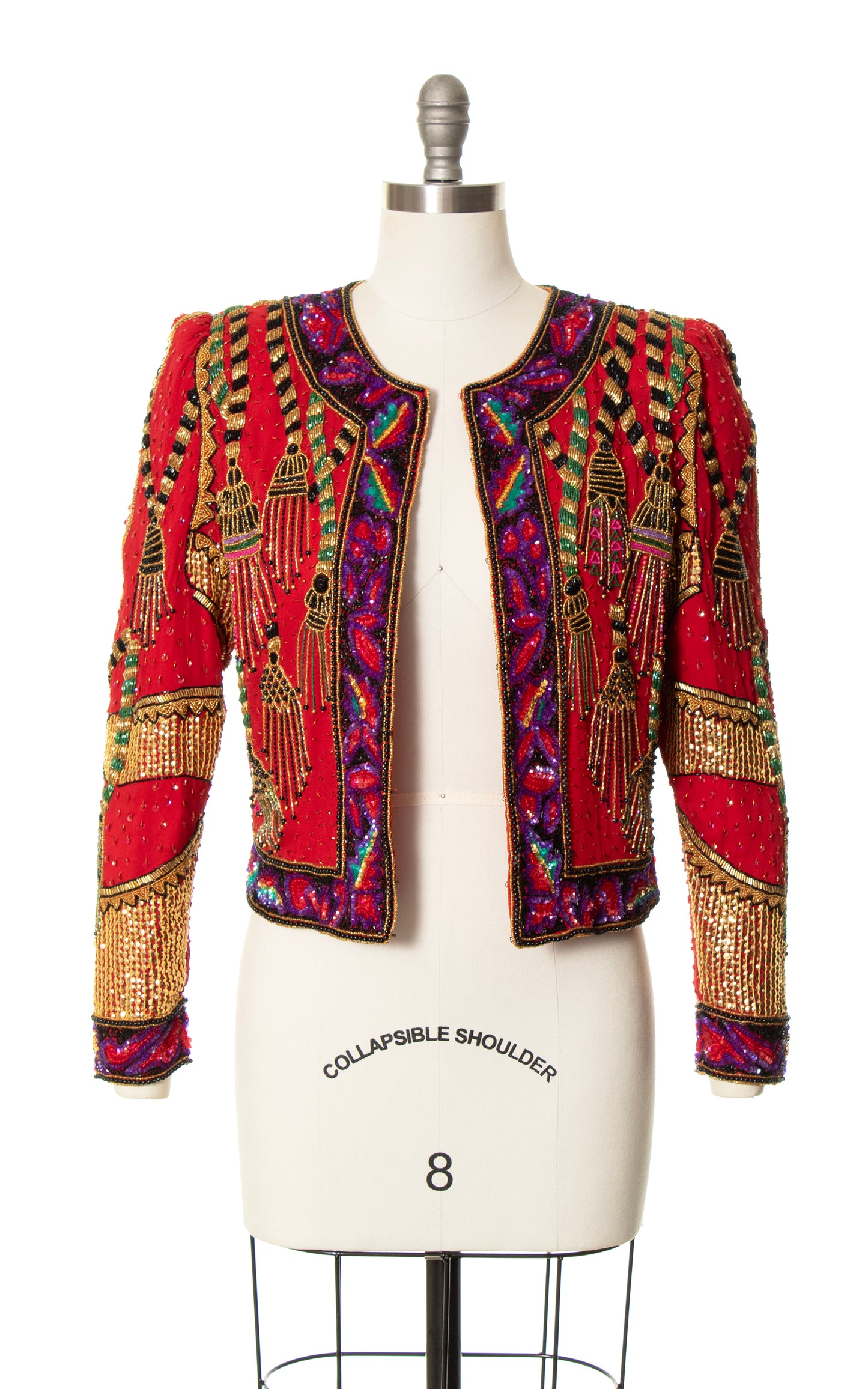 1980s Tassel Beaded Silk Jacket | small
