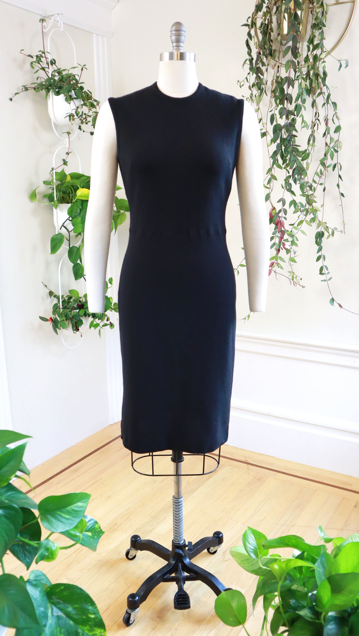 1960s CATALINA Black Knit Wool Sweater Dress | small/medium