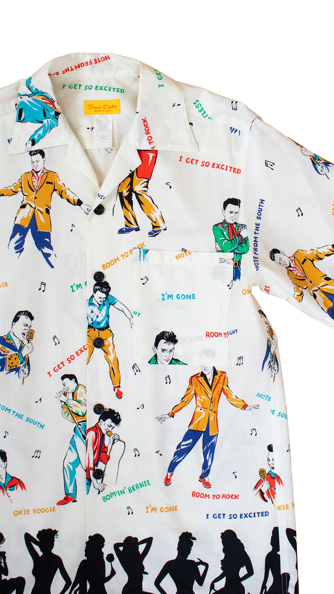 Modern BERNIE DEXTER Rockabilly Novelty Print Shirt | men's small/medium
