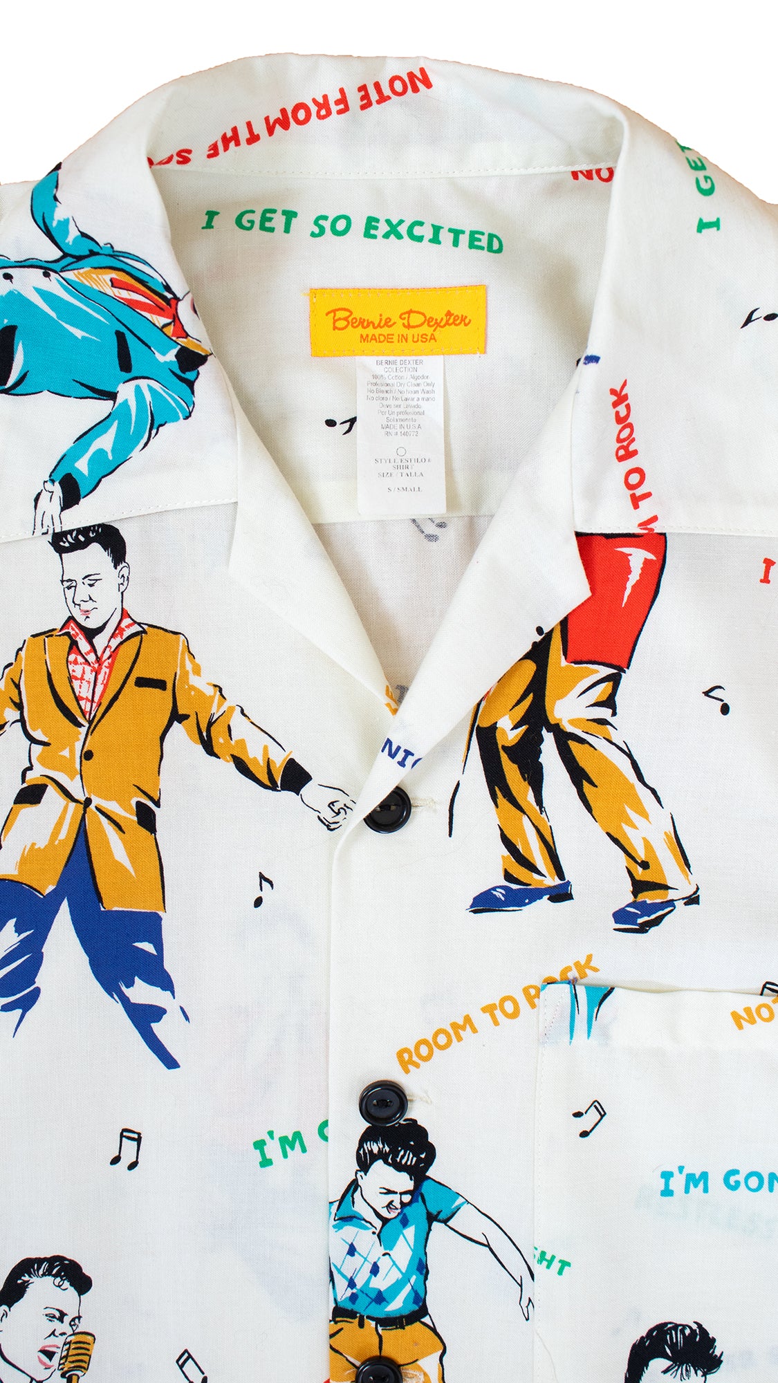 Modern BERNIE DEXTER Rockabilly Novelty Print Shirt | men's small/medium