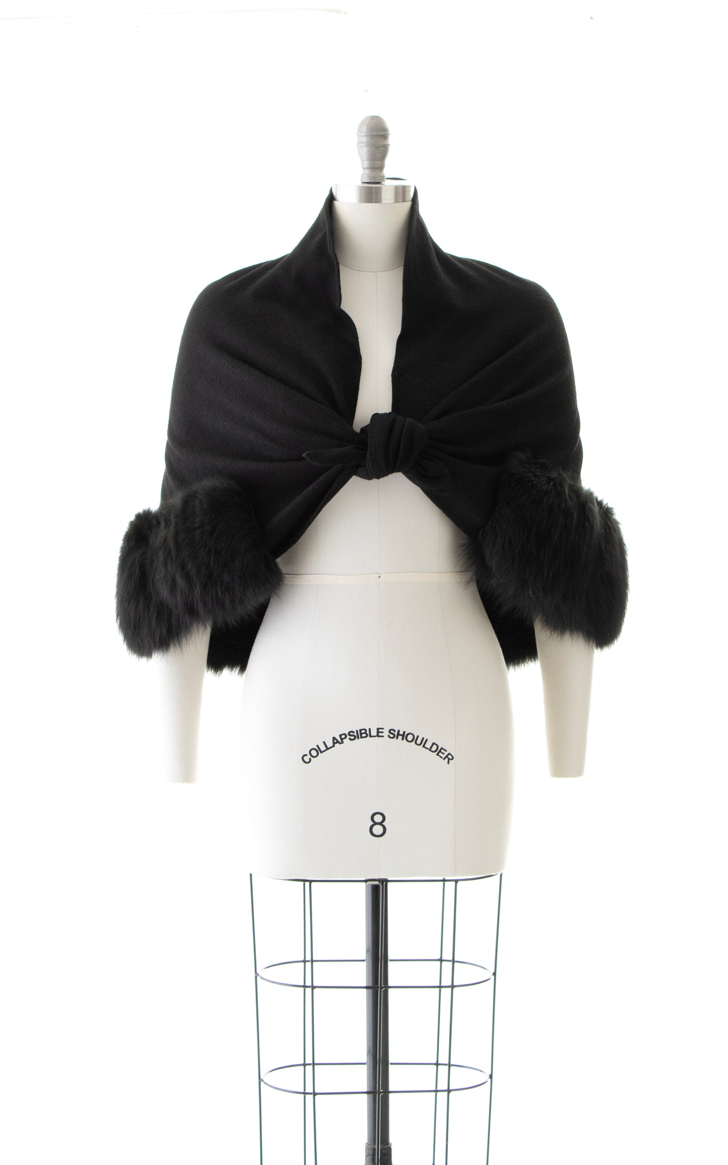 1950s Fur Trimmed Wool Jersey Wrap | x-small/small/medium/large