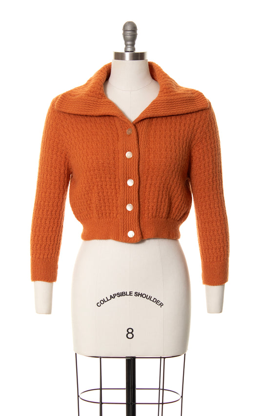 1950s Burnt Orange Cropped Cardigan | small/medium