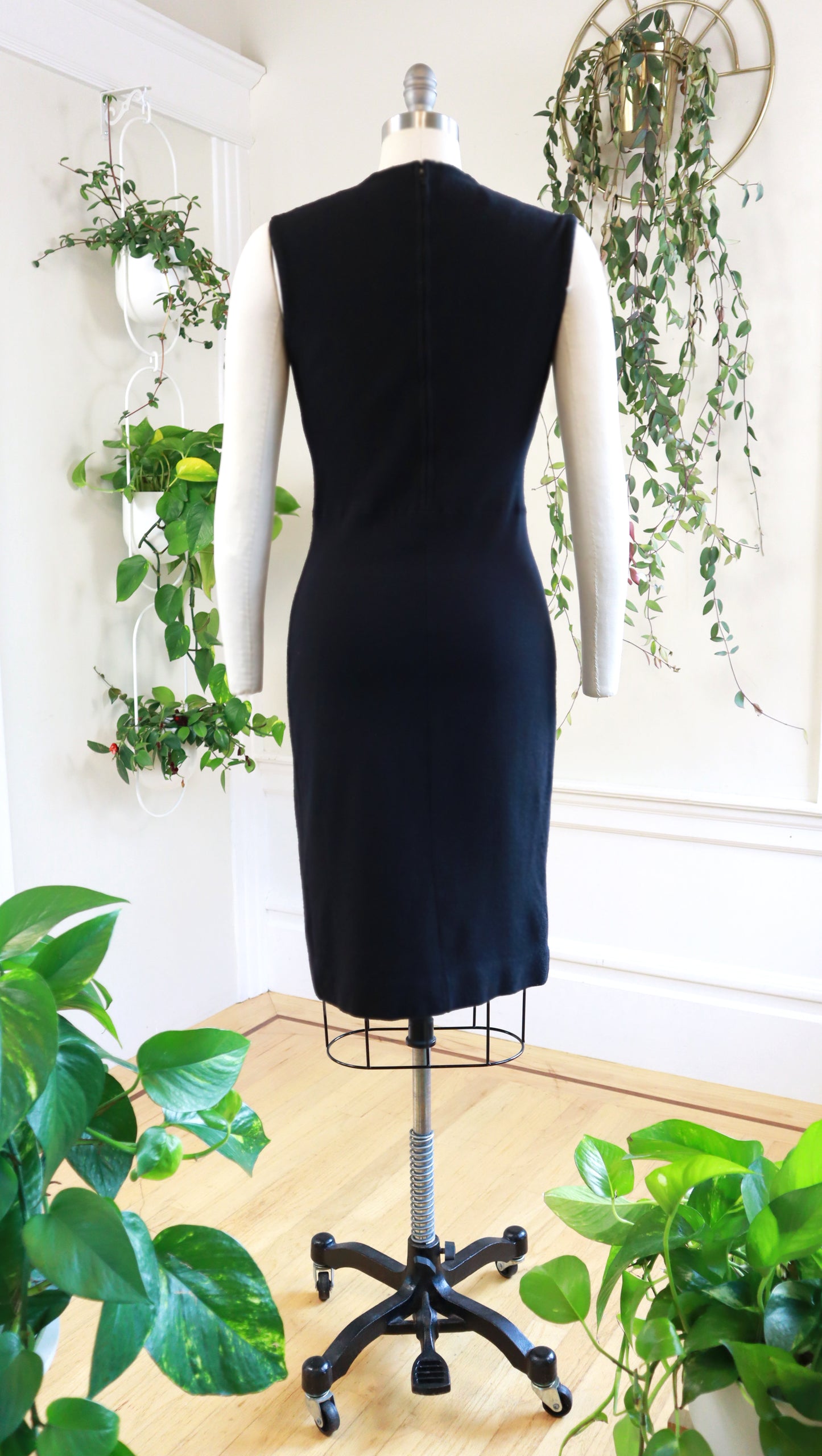 1960s CATALINA Black Knit Wool Sweater Dress | small/medium
