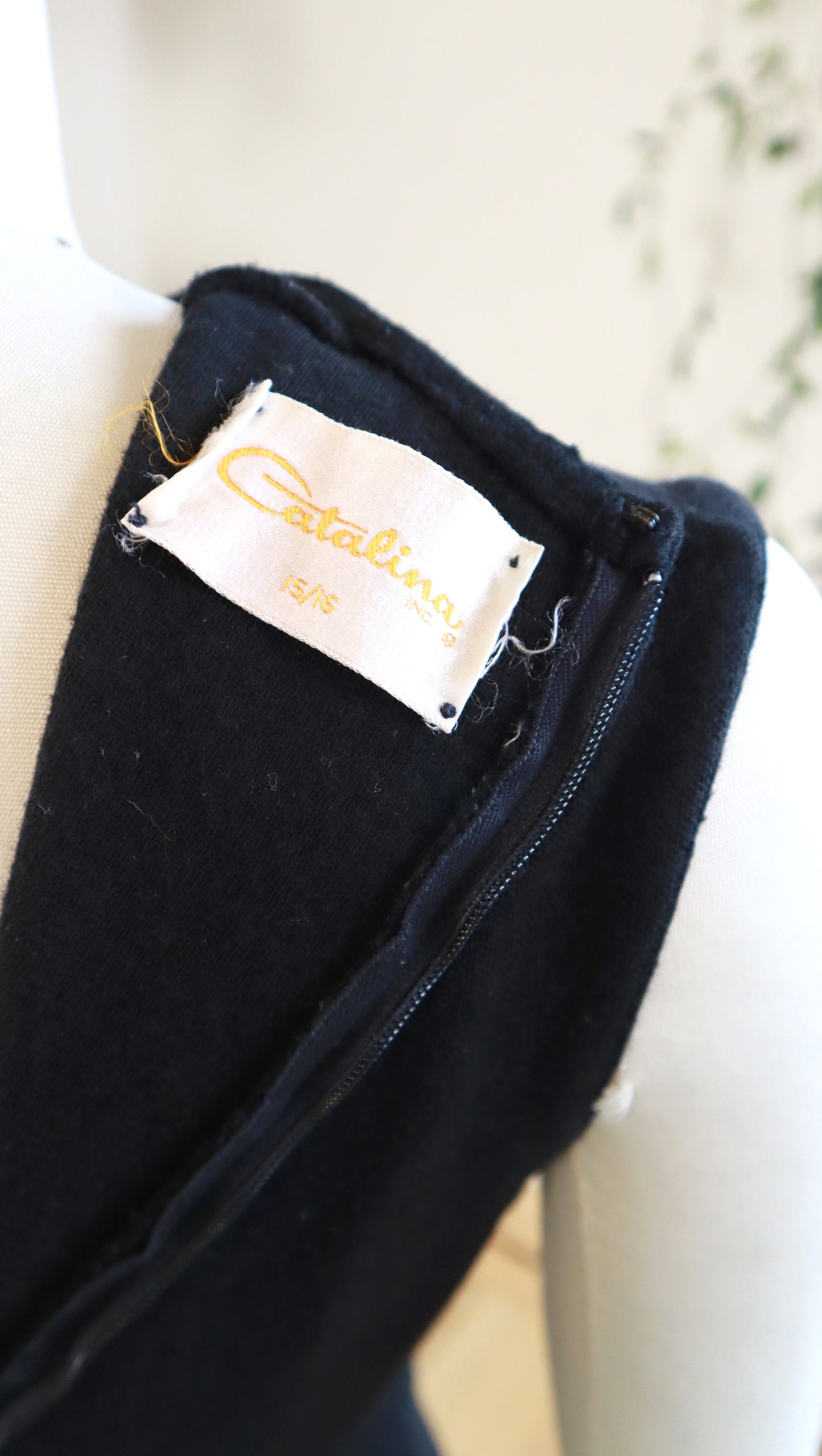 1960s CATALINA Black Knit Wool Sweater Dress | small/medium