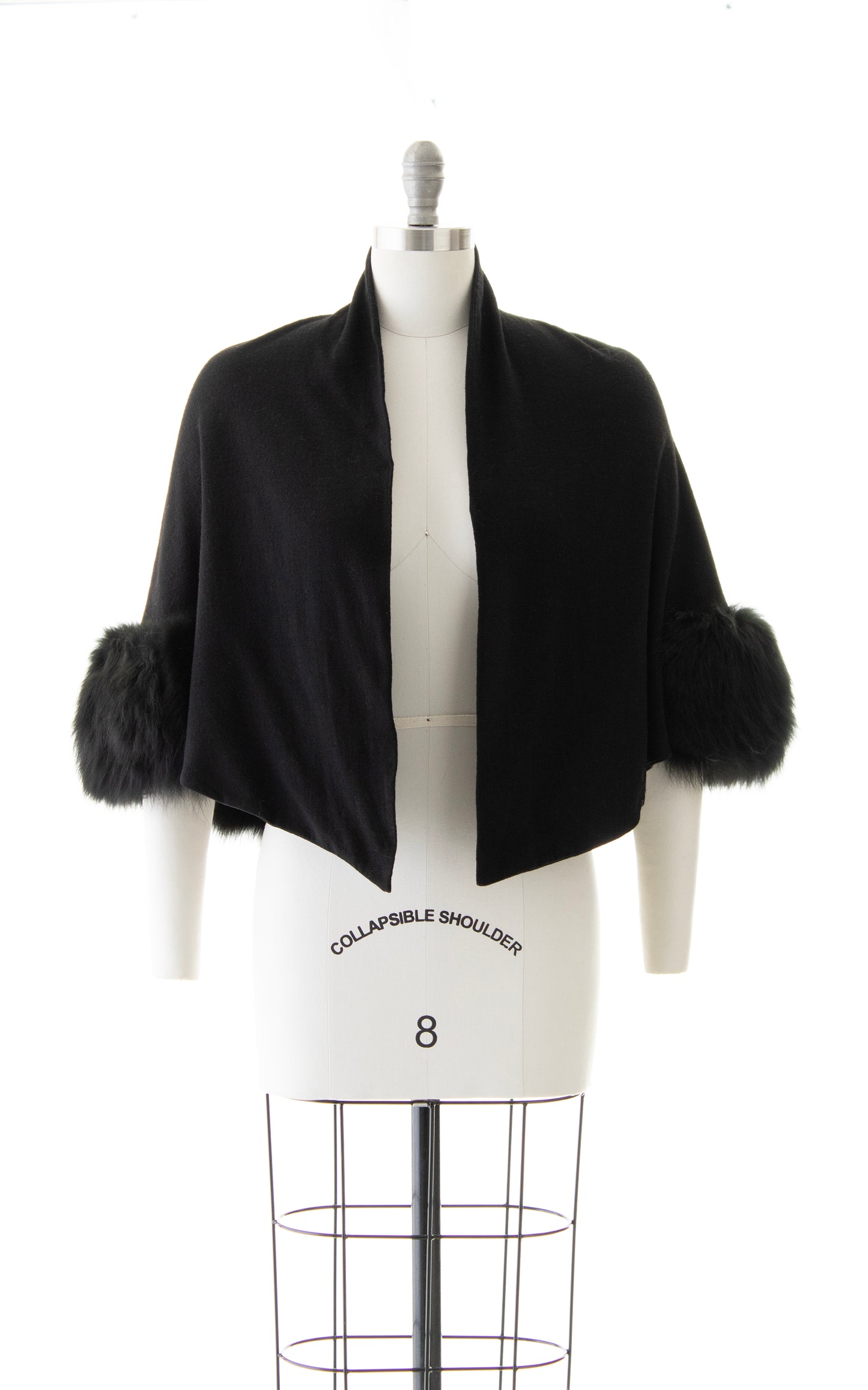 1950s Fur Trimmed Wool Jersey Wrap | x-small/small/medium/large