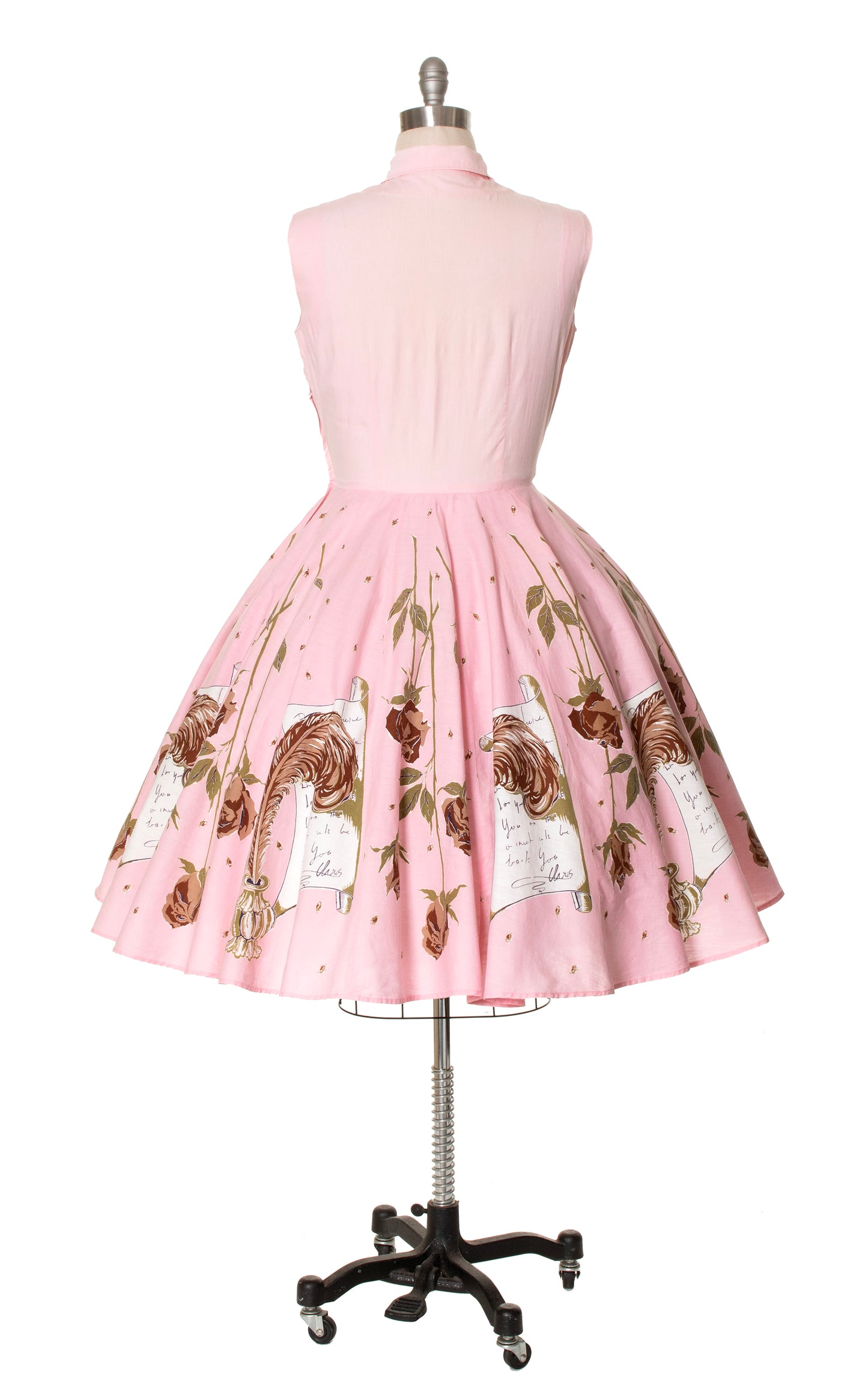 1950s Love Letters Novelty Print Dress | large
