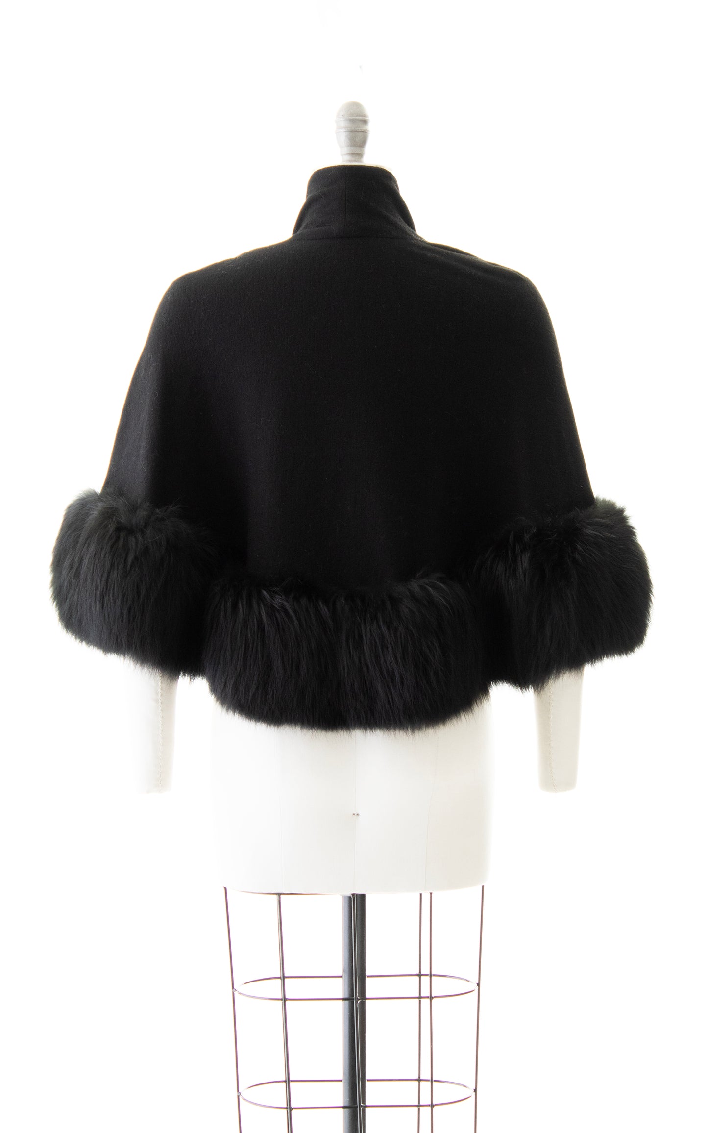 1950s Fur Trimmed Wool Jersey Wrap | x-small/small/medium/large