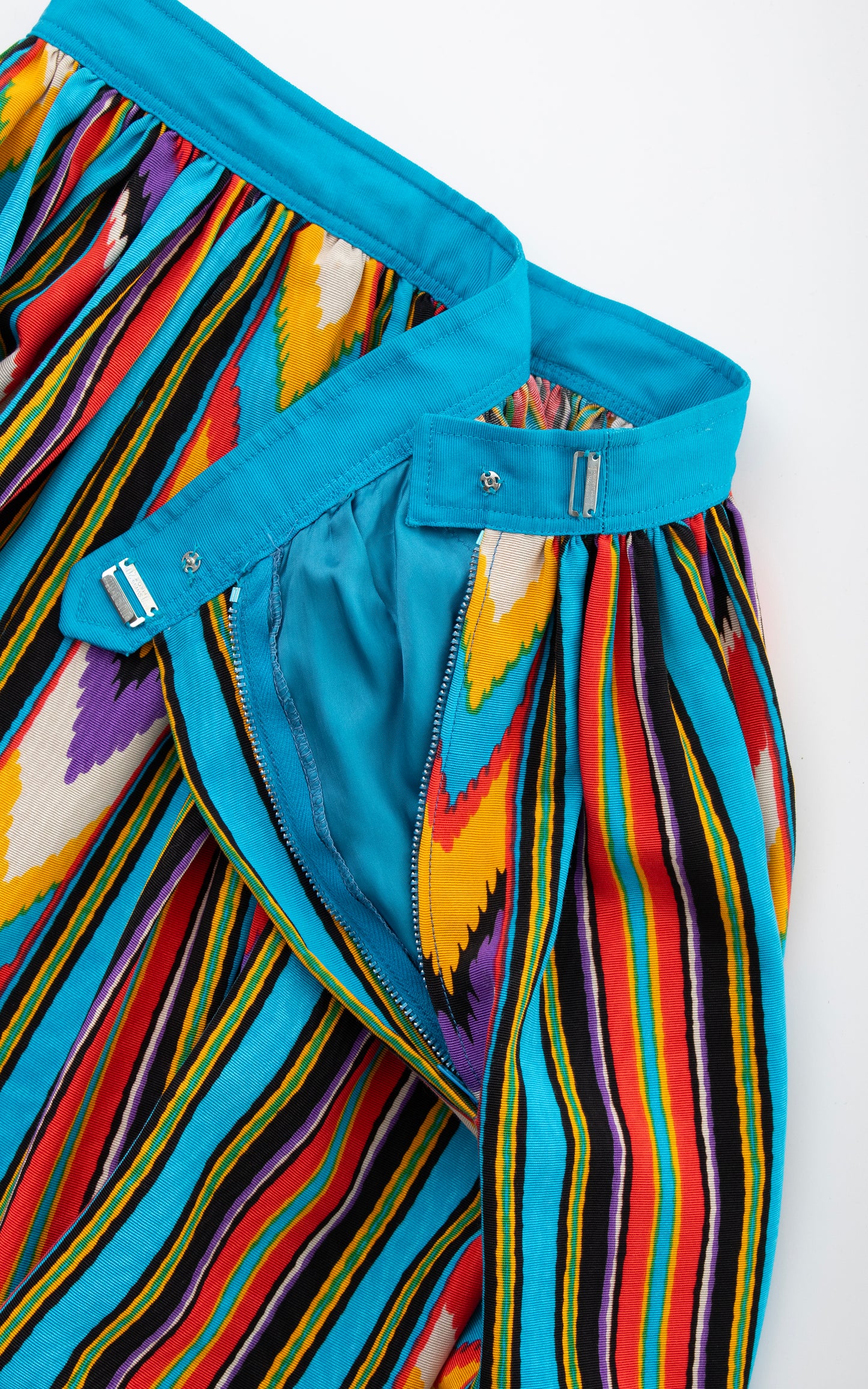 1970s Chevron Striped Rayon Faille Maxi Skirt with Pockets | small