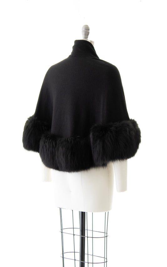 1950s Fur Trimmed Wool Jersey Wrap | x-small/small/medium/large