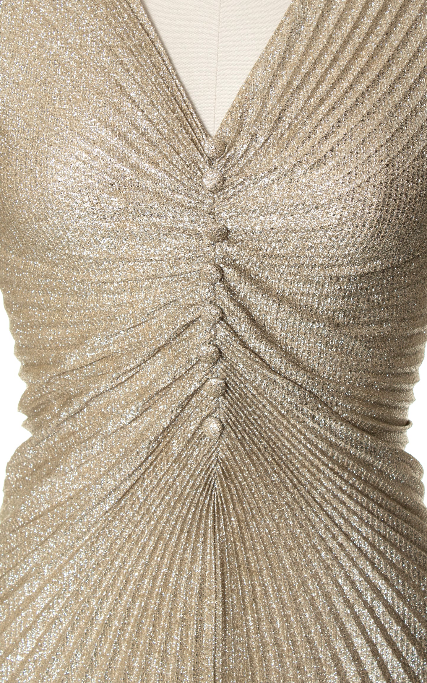 1980s NEW LEAF Travilla Style Metallic Pleated Dress | x-small/small