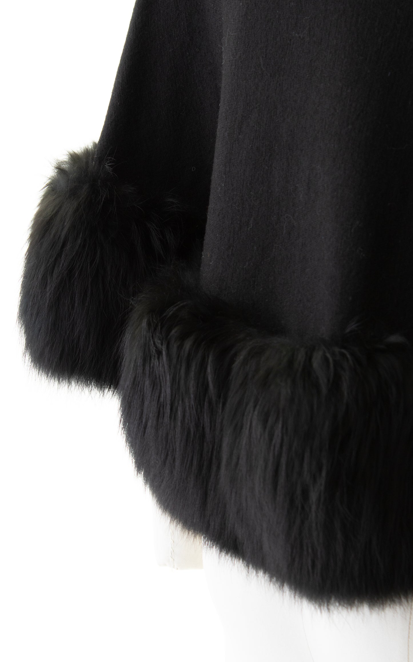 1950s Fur Trimmed Wool Jersey Wrap | x-small/small/medium/large