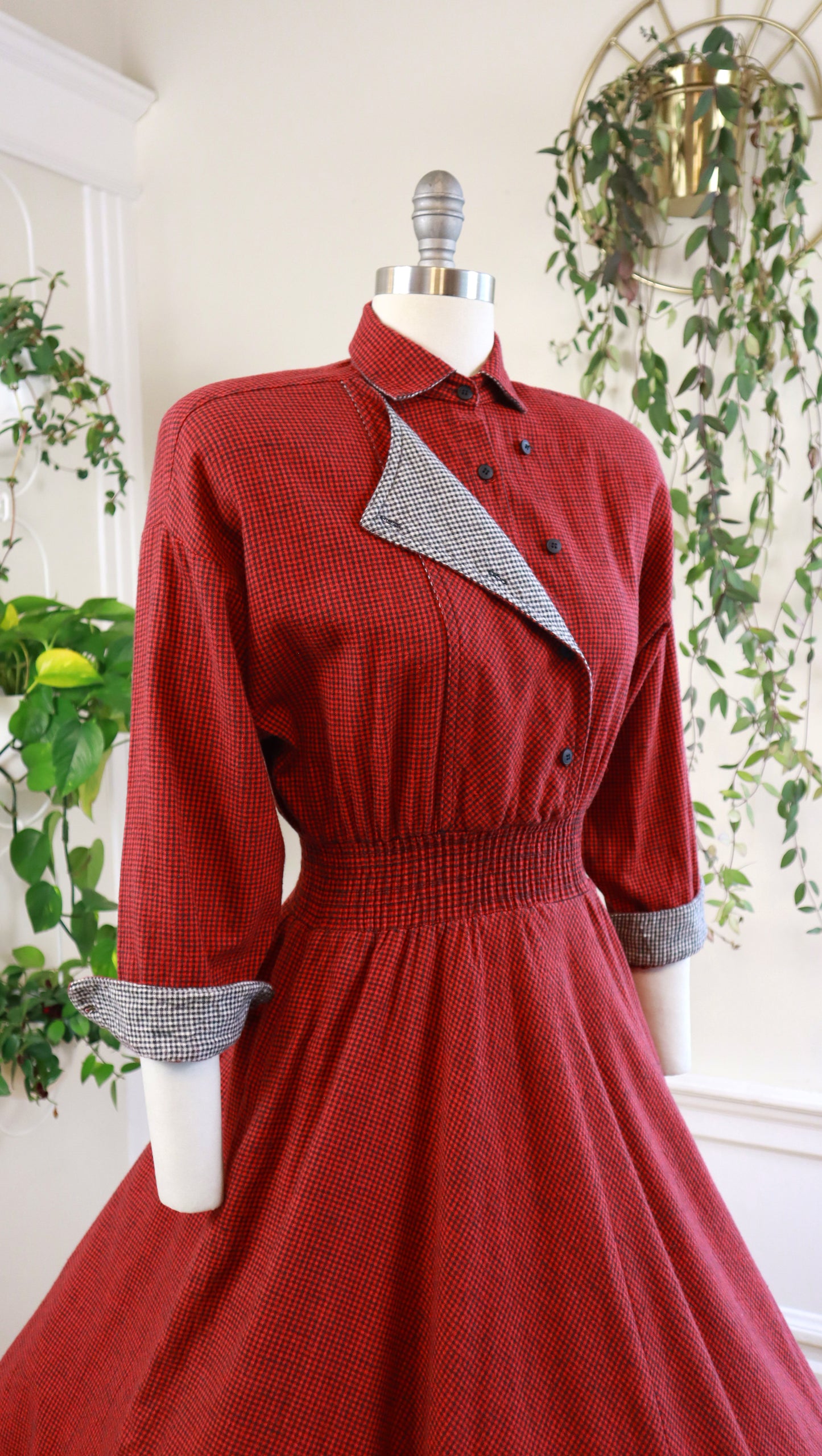 1990s CAROL ANDERSON Flannel Shirtwaist Dress | x-small/small