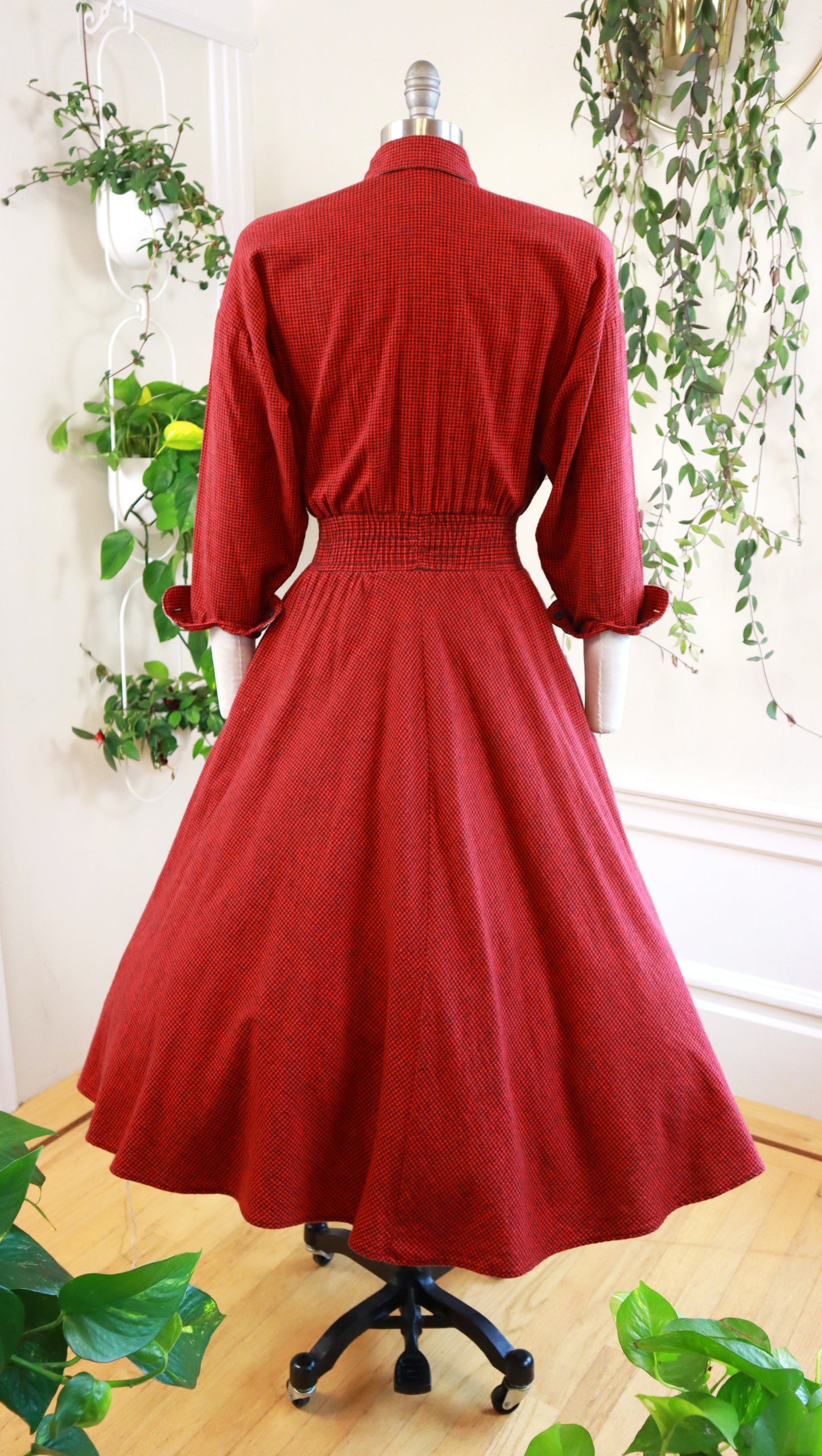 1990s CAROL ANDERSON Flannel Shirtwaist Dress | x-small/small