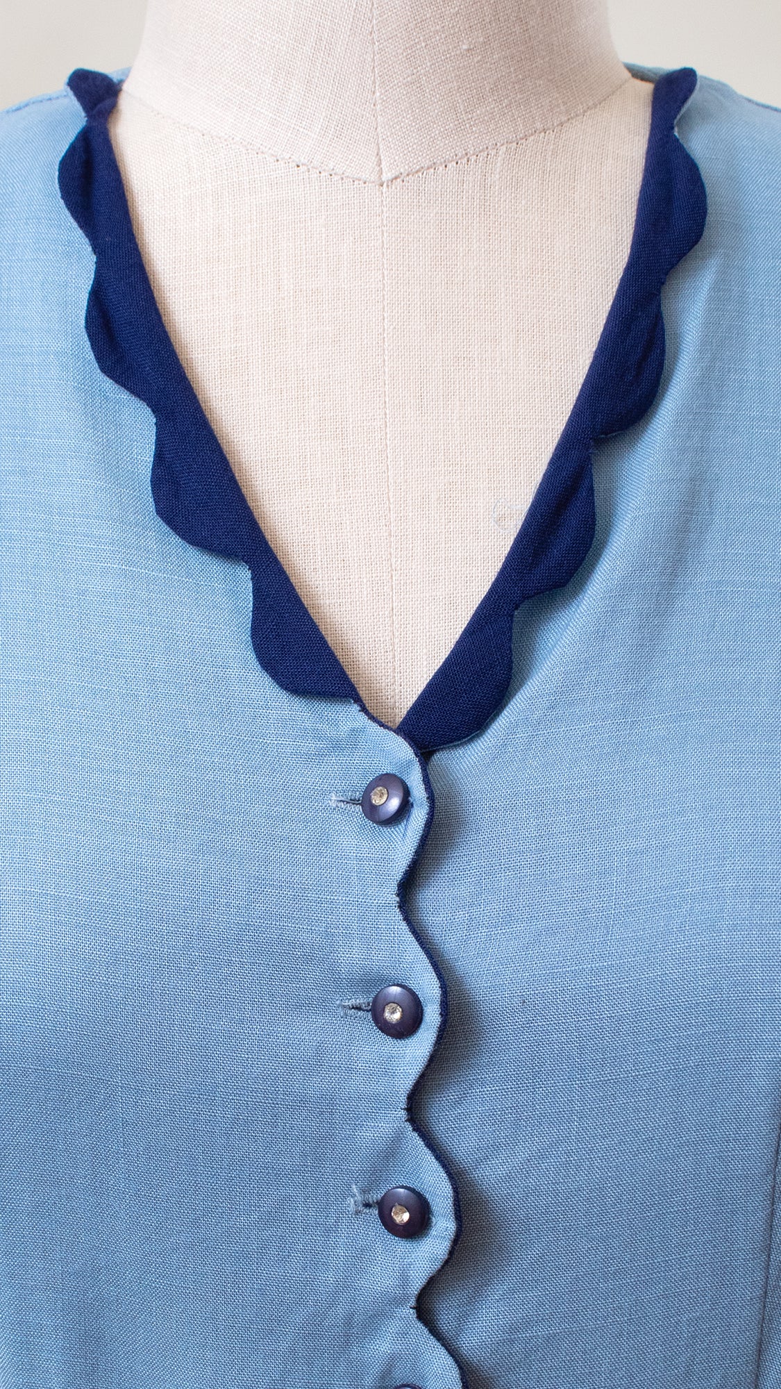 1950s Color Block Linen Shirt Dress | large/x-large