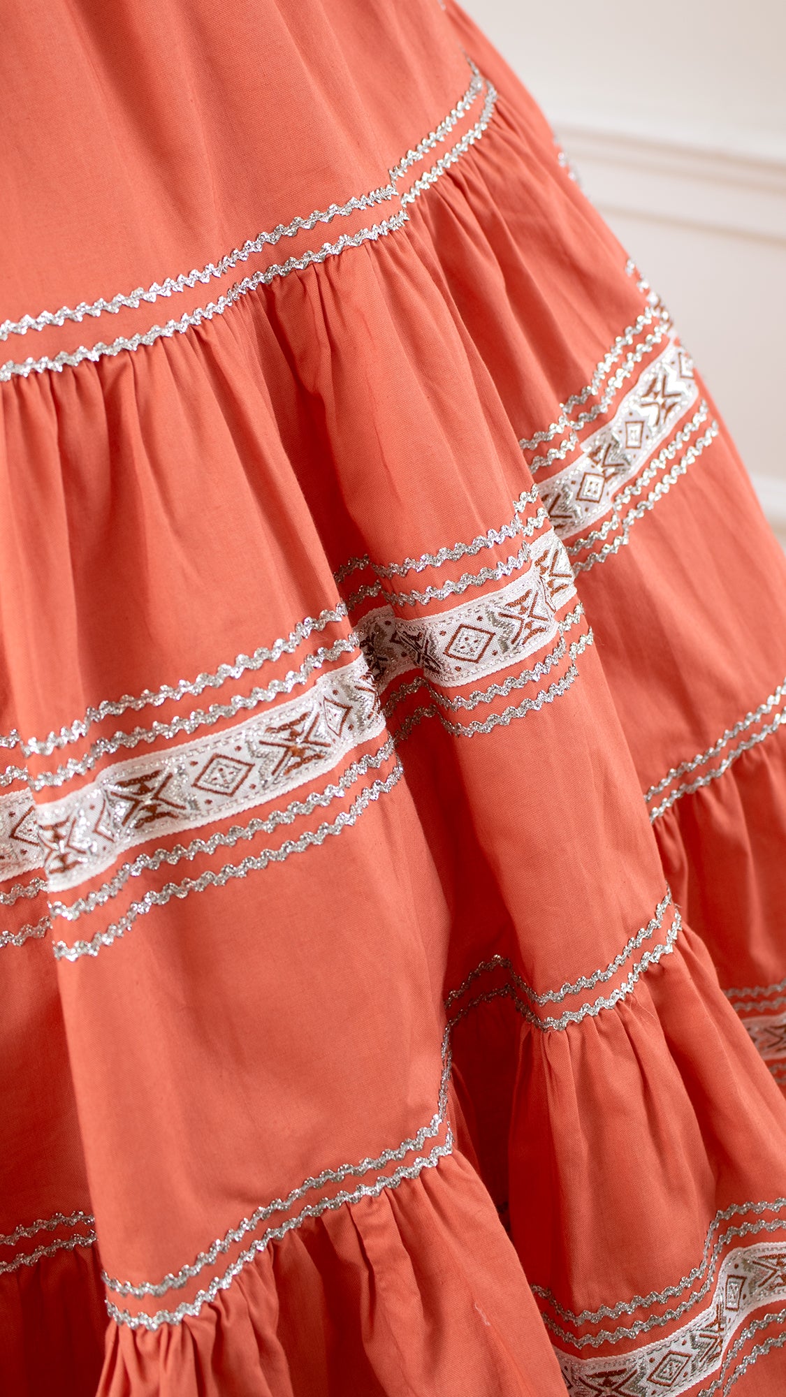 1950s Salmon Blouse & Skirt Patio Set | large