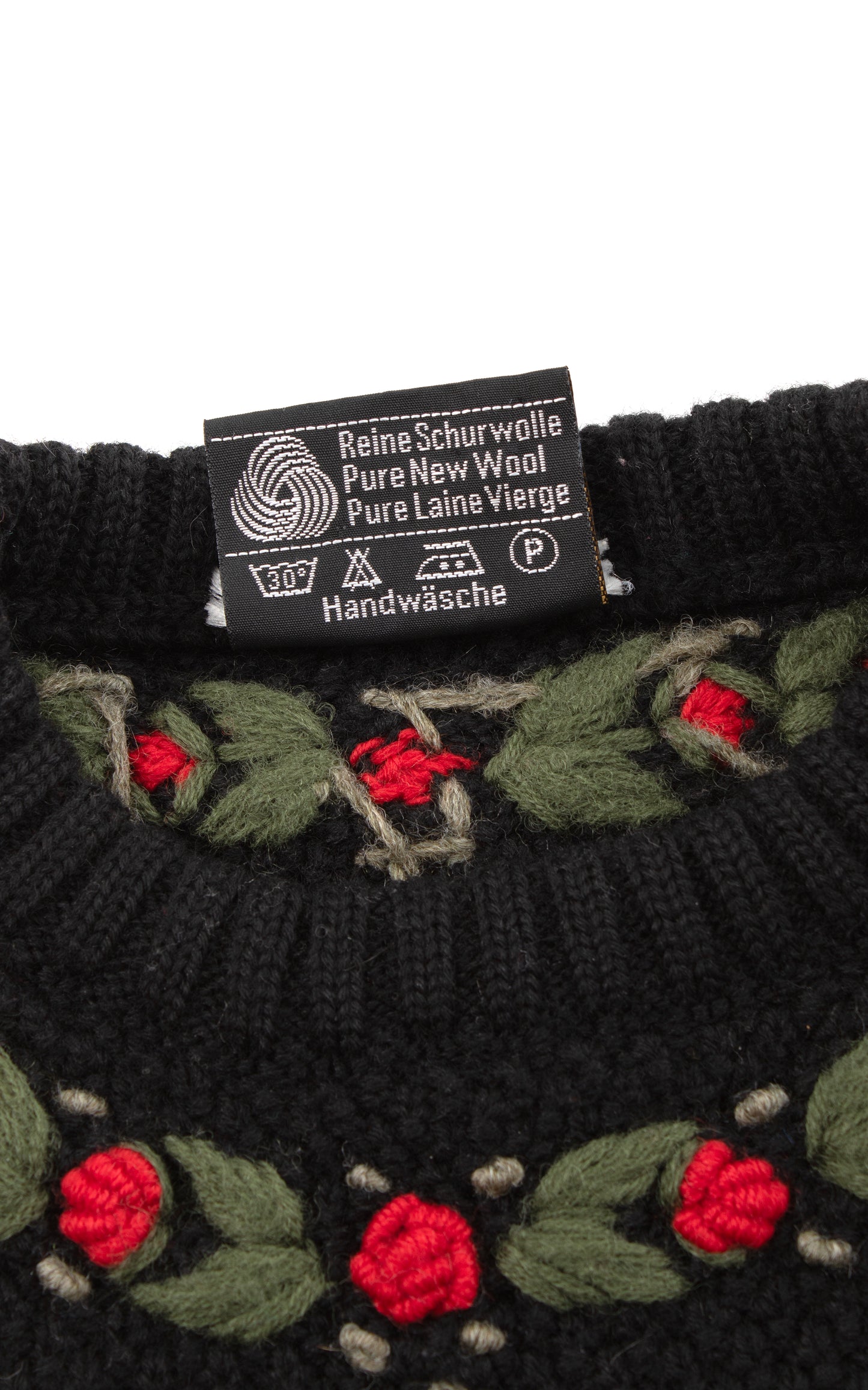1980s Austrian Rose Embroidered Wool Sweater | medium/large