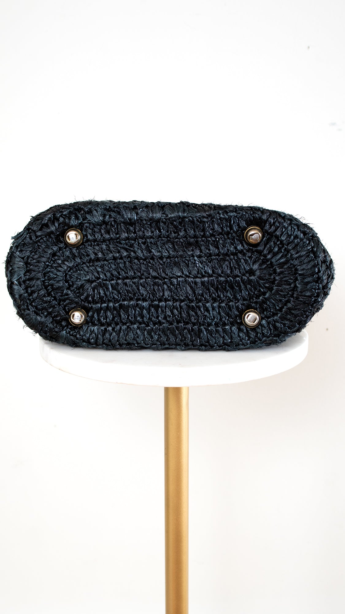 1960s Black Raffia & Gold Foil Handbag