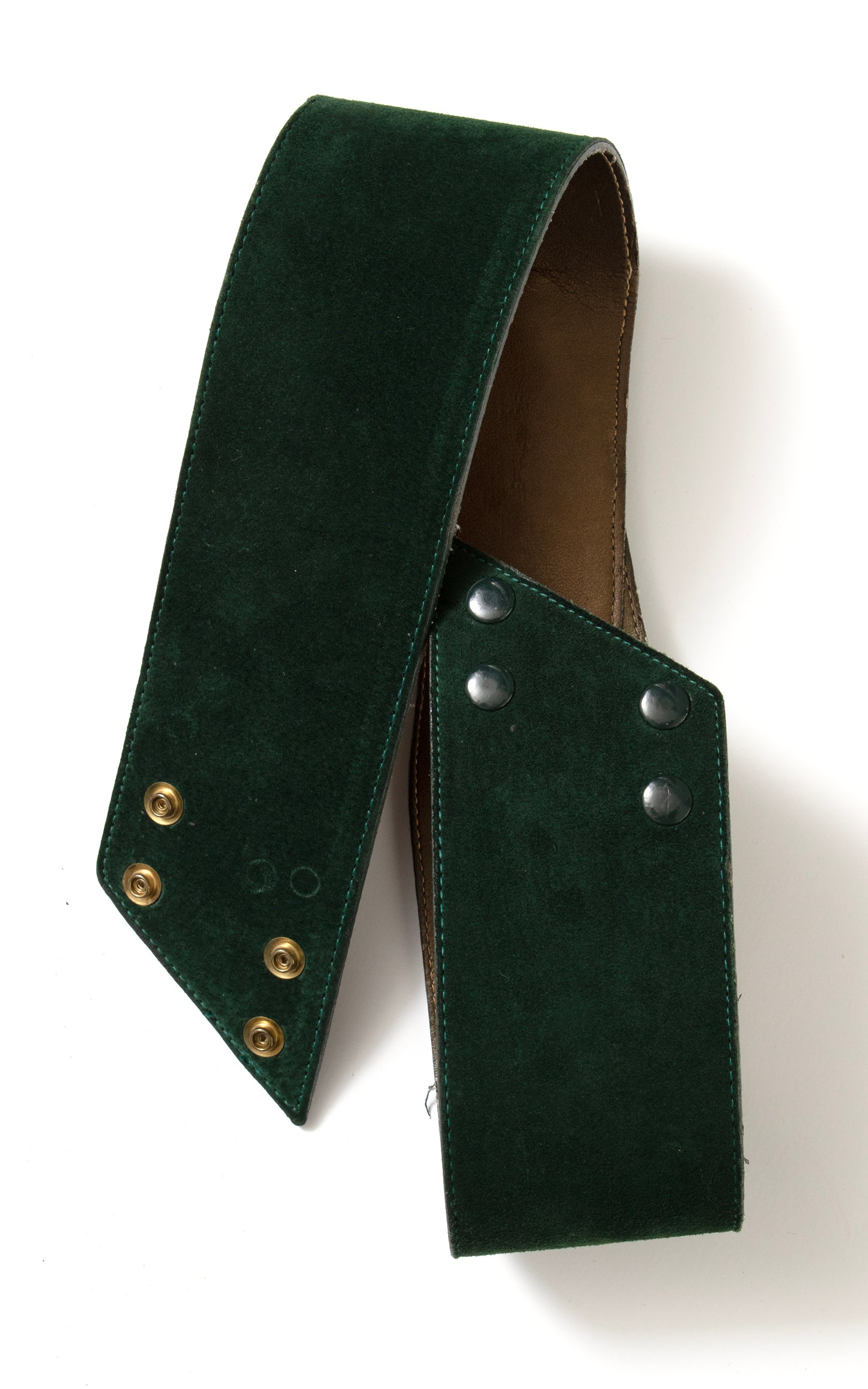 1980s Buttoned Forest Green Suede Cinch Belt |small/medium