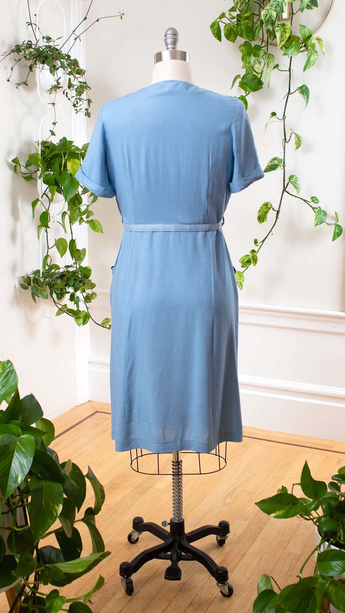 1950s Color Block Linen Shirt Dress | large/x-large