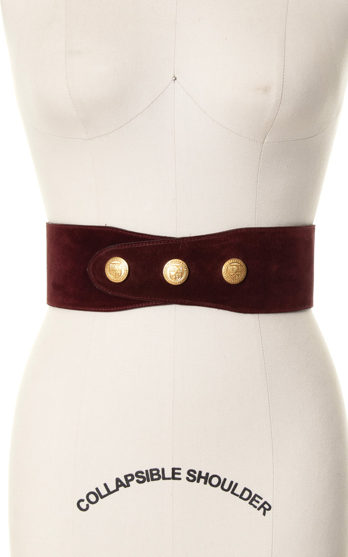 1980s Buttoned Burgundy Suede Cinch Belt | small/medium