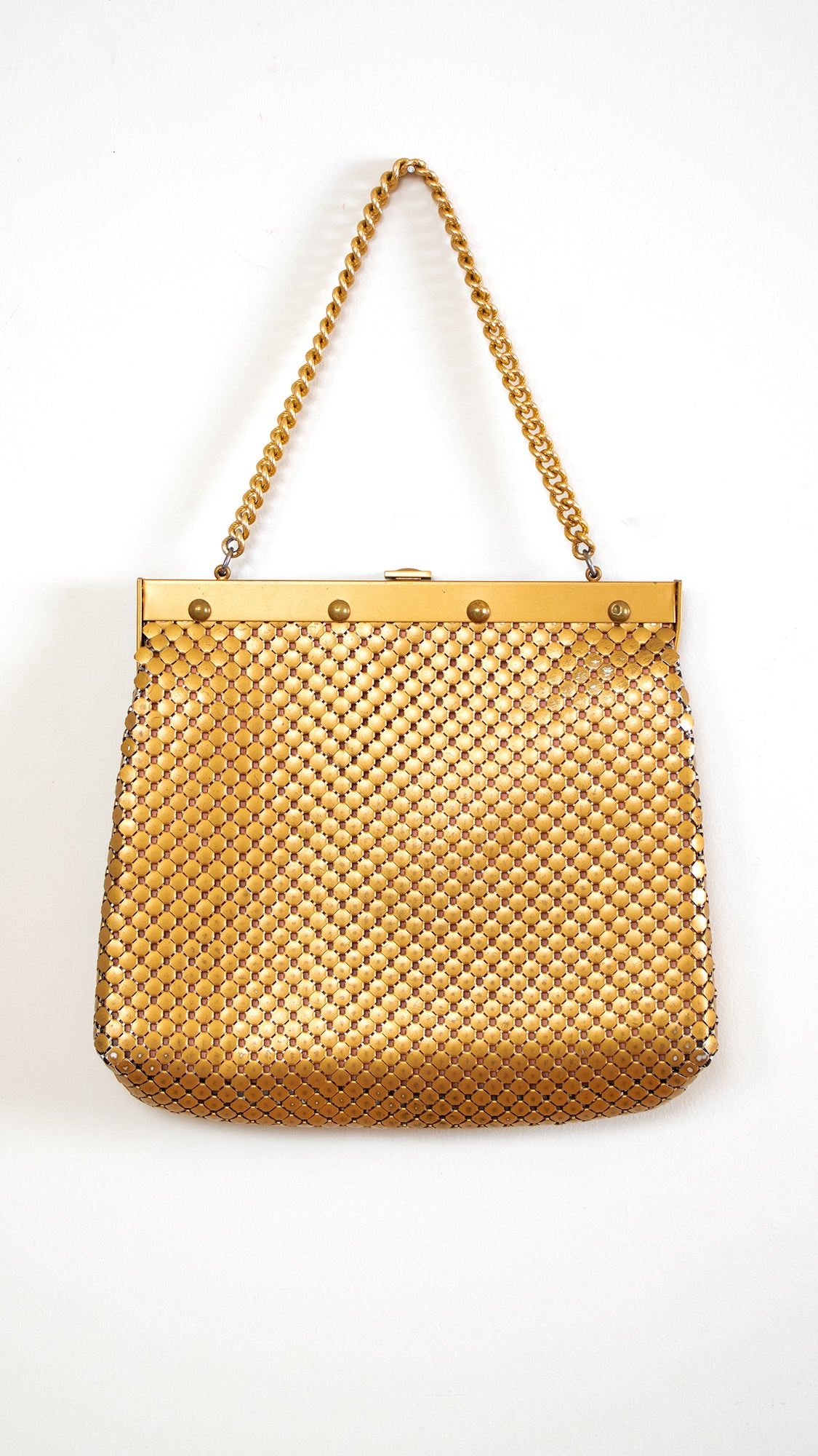 NEW ⭐️ 1960s WHITING & DAVIS Gold Metal Mesh Handbag