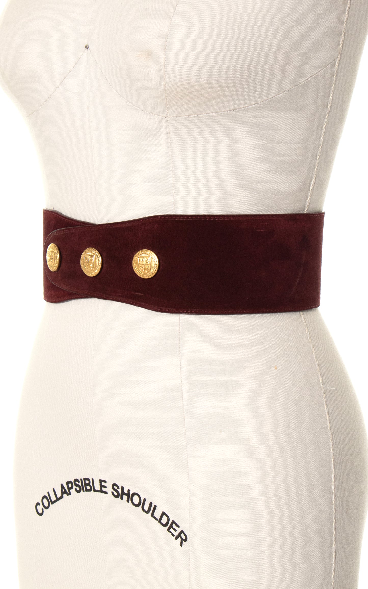 1980s Buttoned Burgundy Suede Cinch Belt | small/medium