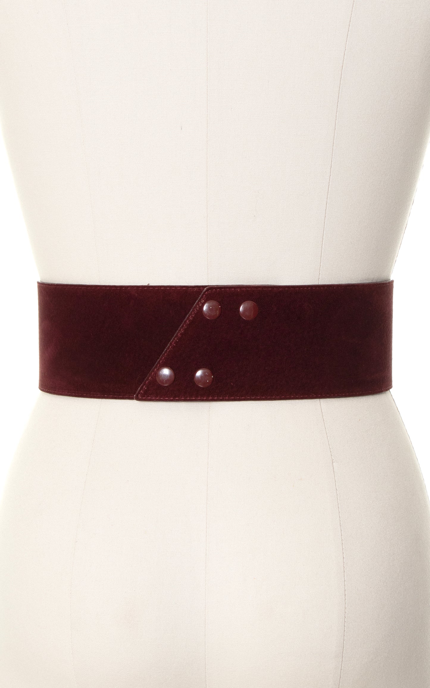 1980s Buttoned Burgundy Suede Cinch Belt | small/medium