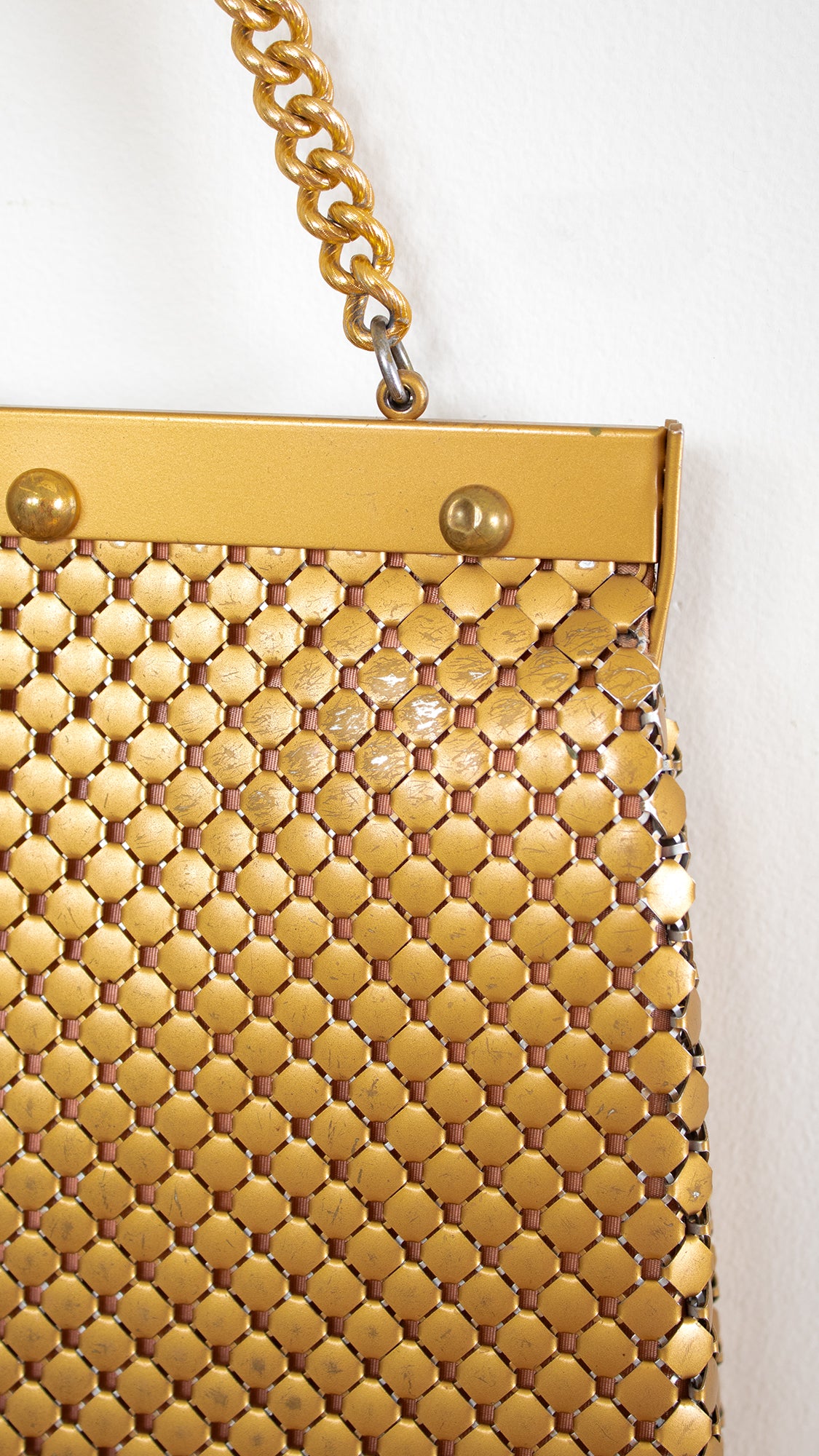 NEW ⭐️ 1960s WHITING & DAVIS Gold Metal Mesh Handbag