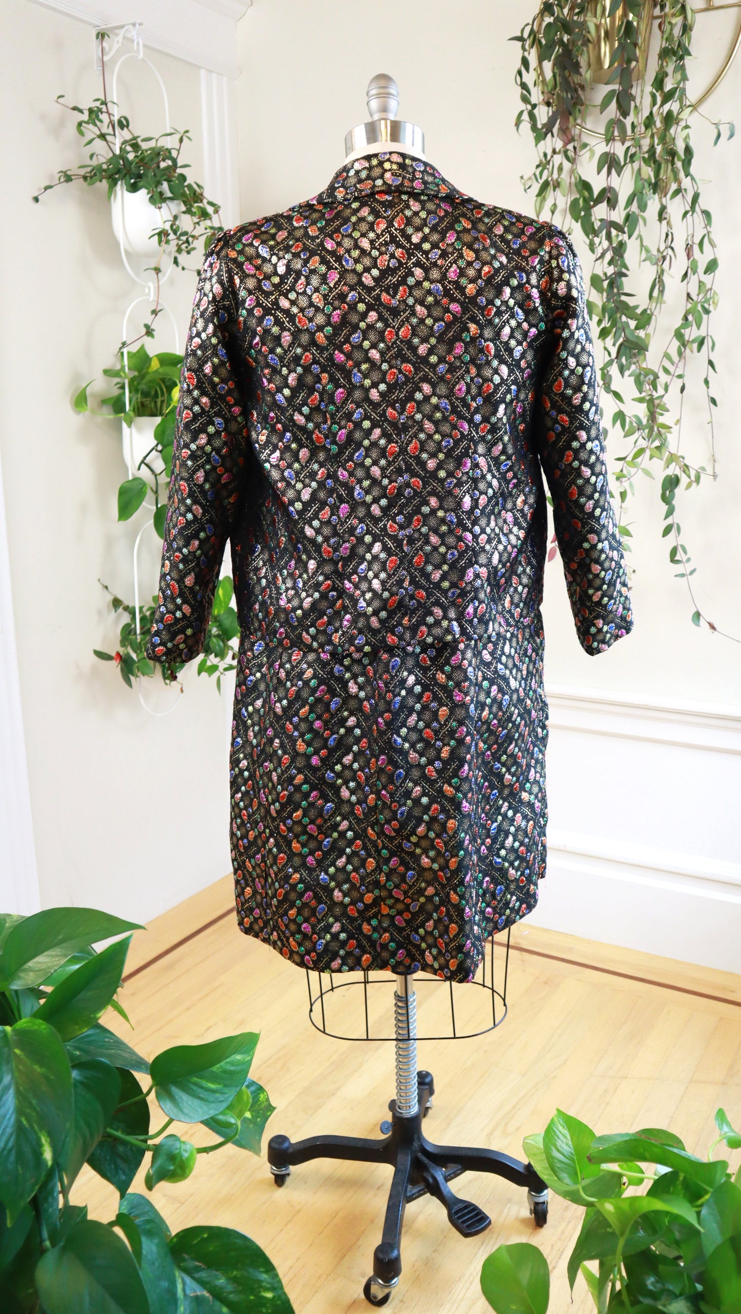 1970s Metallic Jewels Party Dress & Jacket Set | x-large