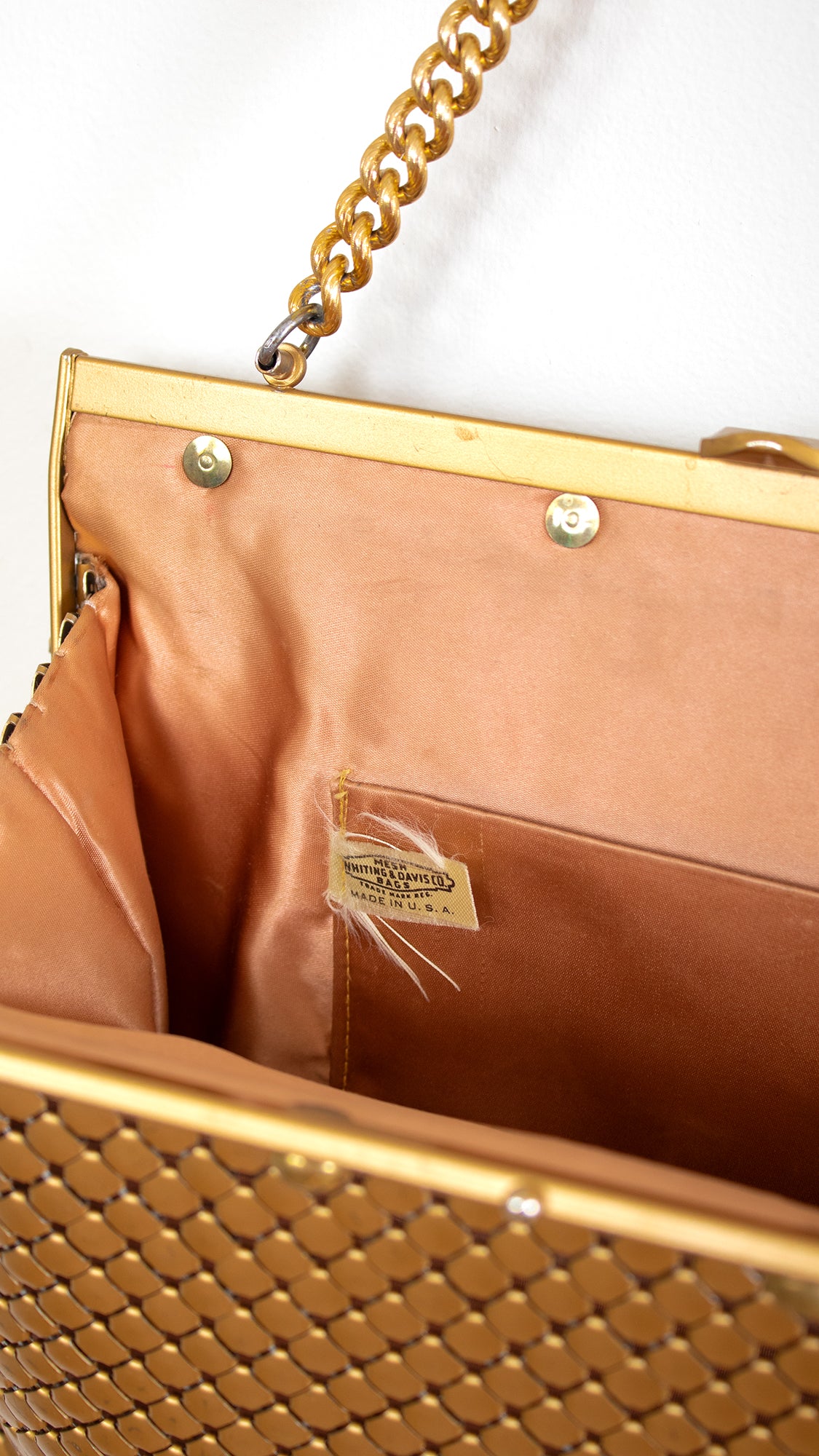 NEW ⭐️ 1960s WHITING & DAVIS Gold Metal Mesh Handbag