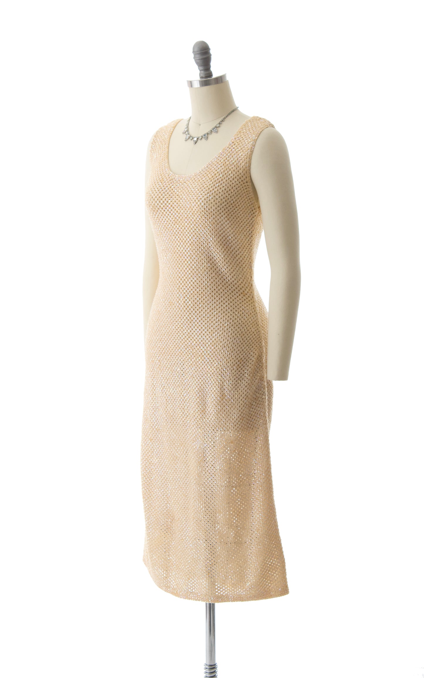 1950s Sequin Beaded Knit Wool Sweater Dress | x-small/small
