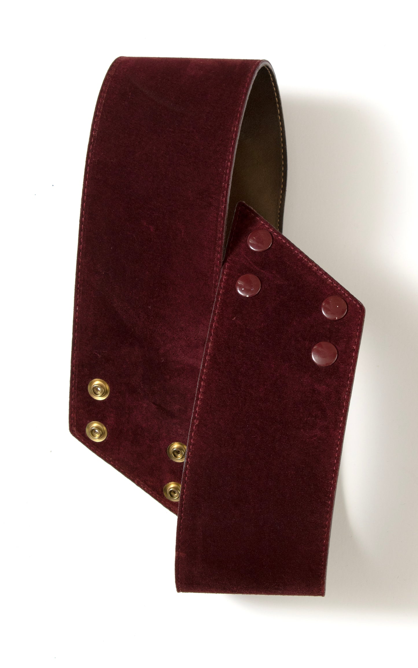 1980s Buttoned Burgundy Suede Cinch Belt | small/medium