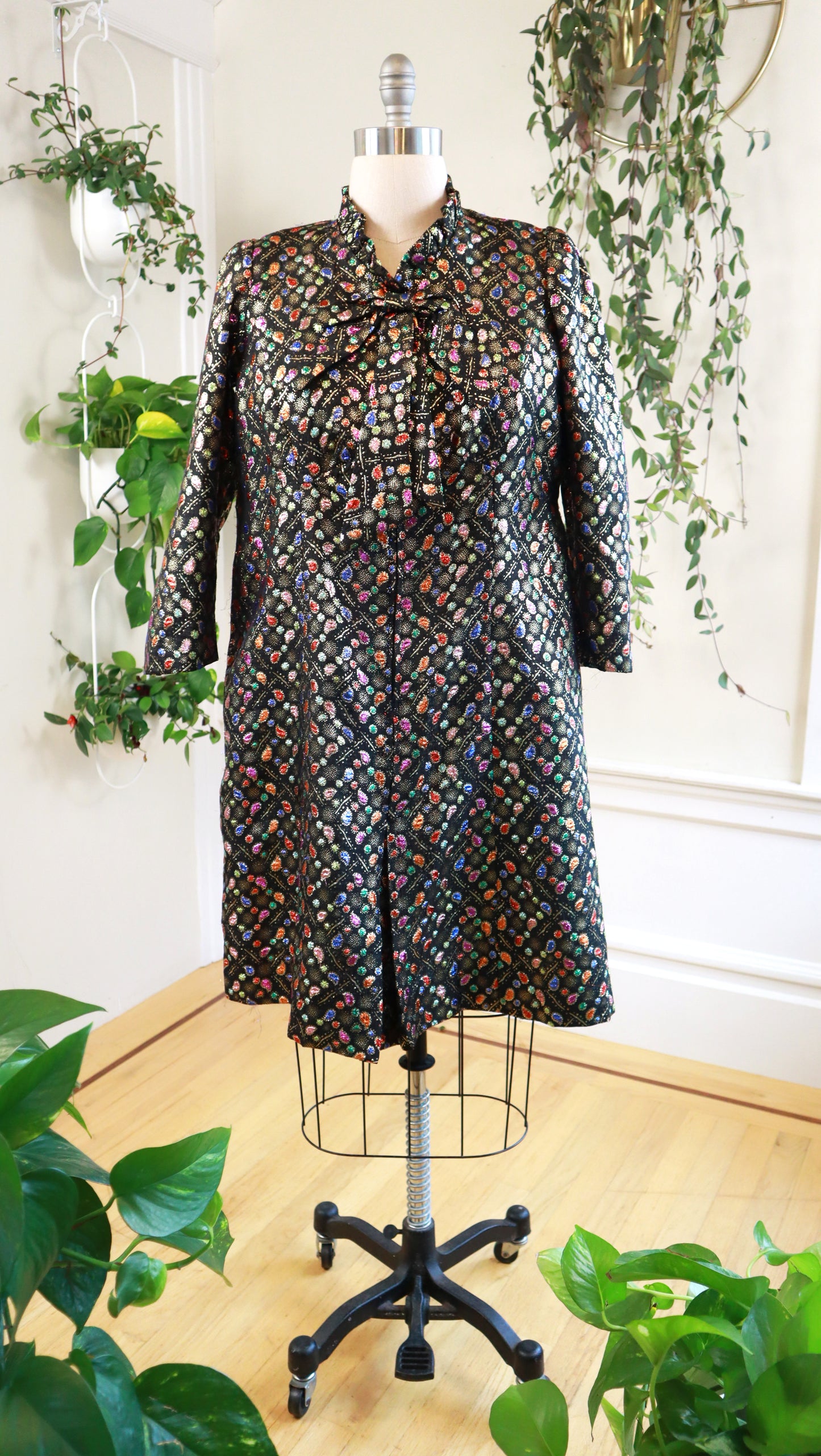 1970s Metallic Jewels Party Dress & Jacket Set | x-large