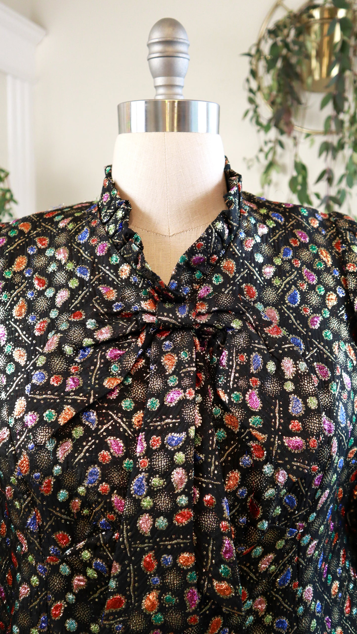 1970s Metallic Jewels Party Dress & Jacket Set | x-large